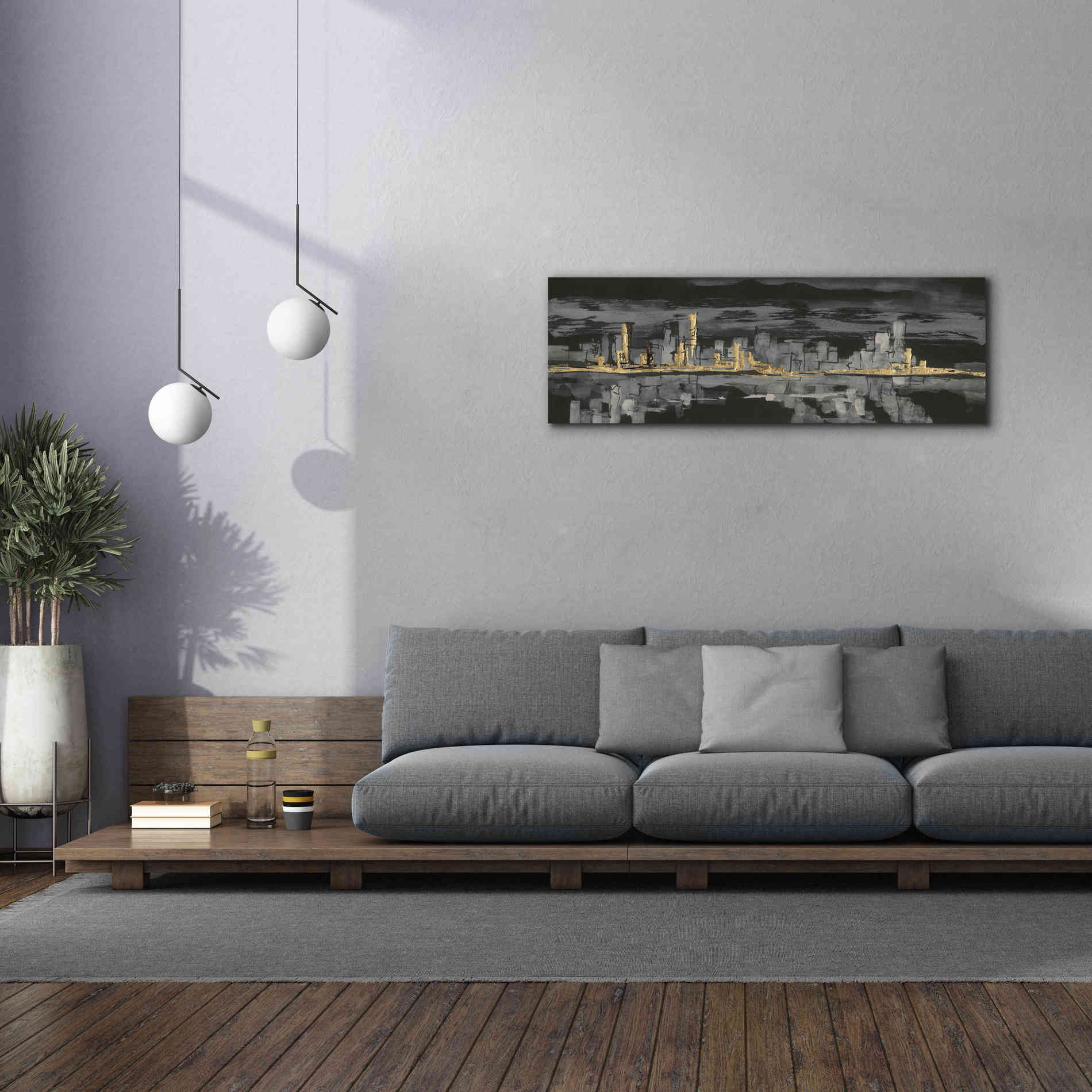 'Urban Gold IV' by Chris Paschke, Giclee Canvas Wall Art,60 x 20