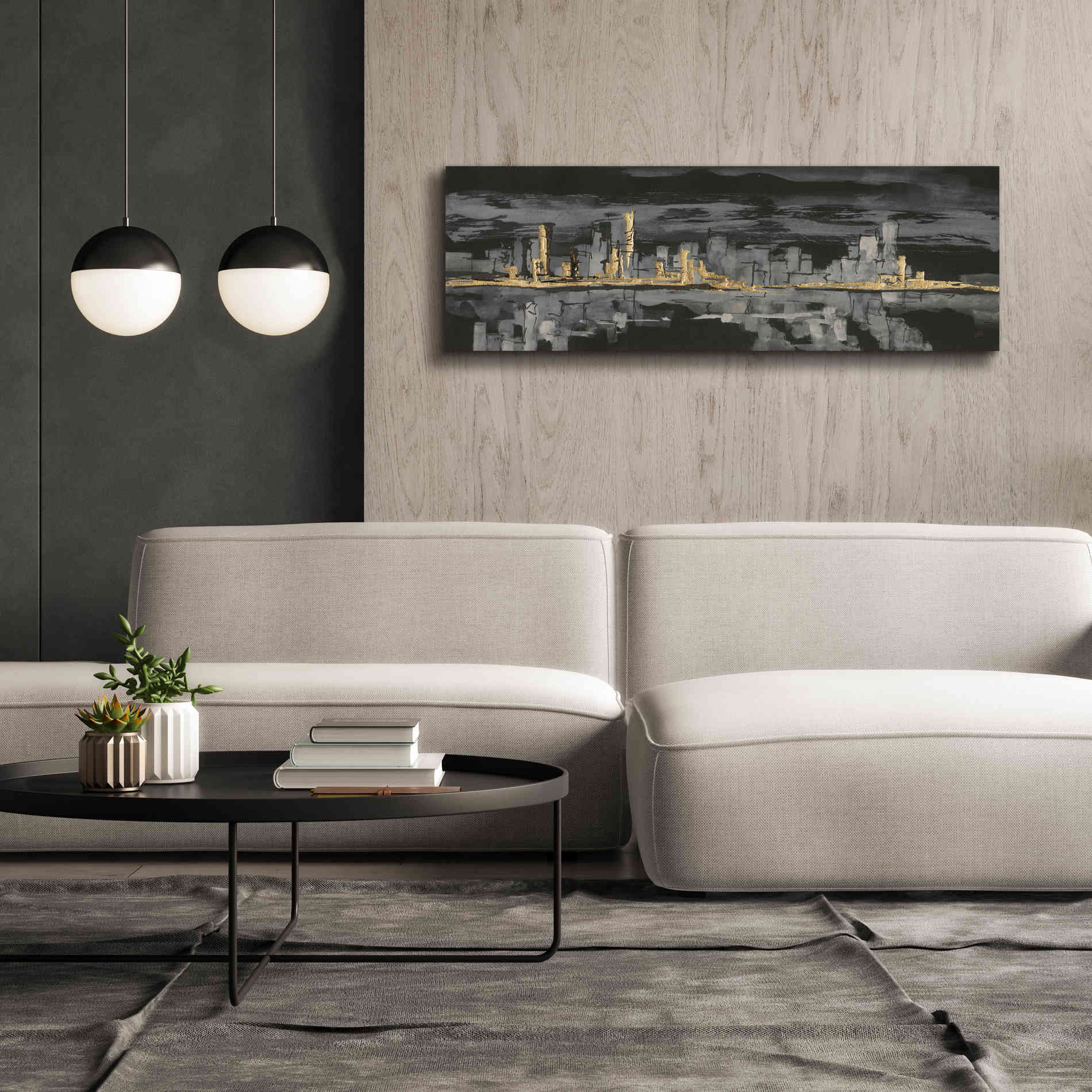 'Urban Gold IV' by Chris Paschke, Giclee Canvas Wall Art,60 x 20
