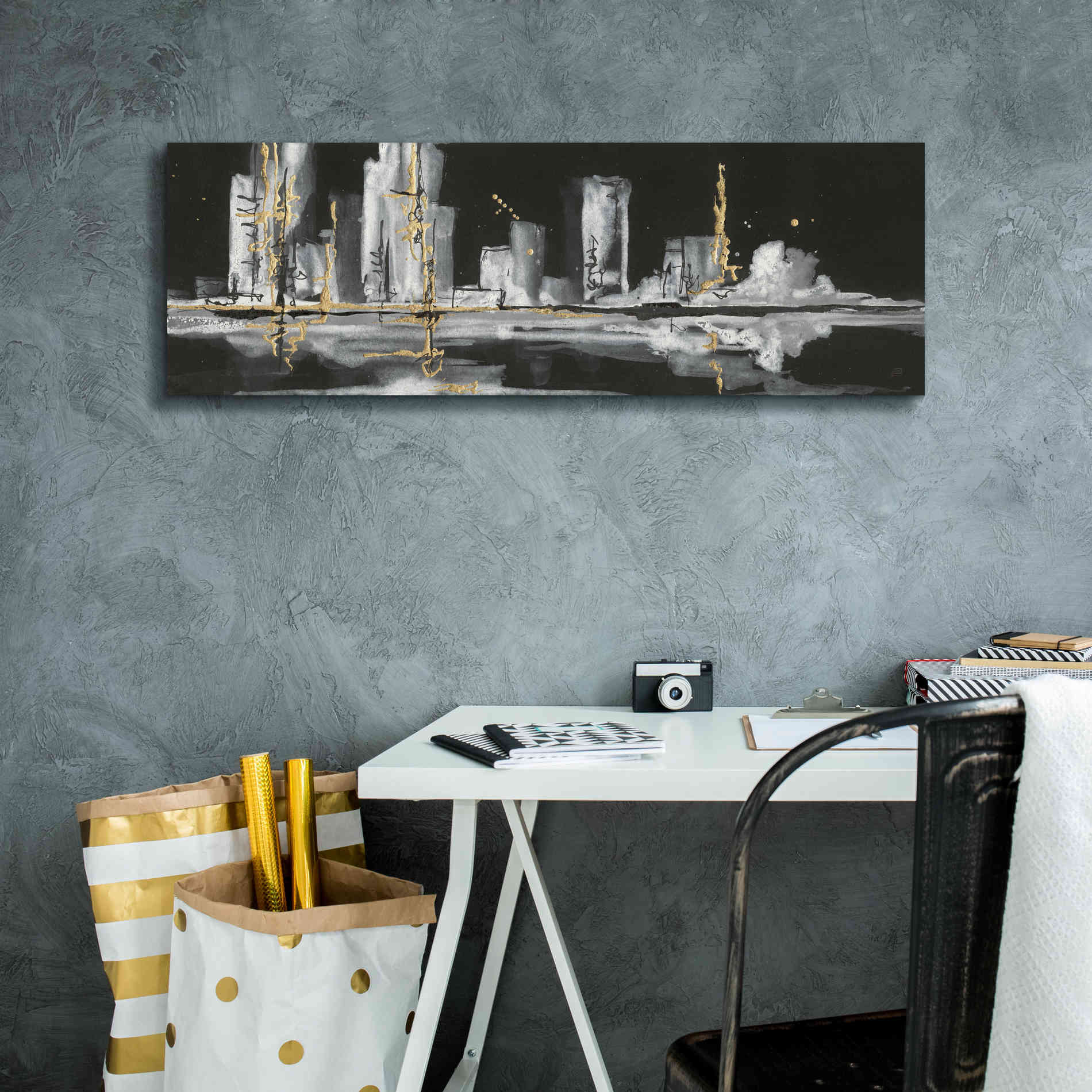 'Urban Gold V' by Chris Paschke, Giclee Canvas Wall Art,36 x 12