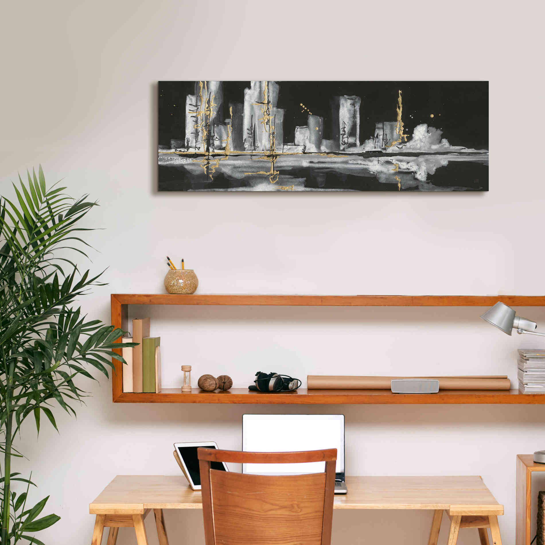 'Urban Gold V' by Chris Paschke, Giclee Canvas Wall Art,36 x 12