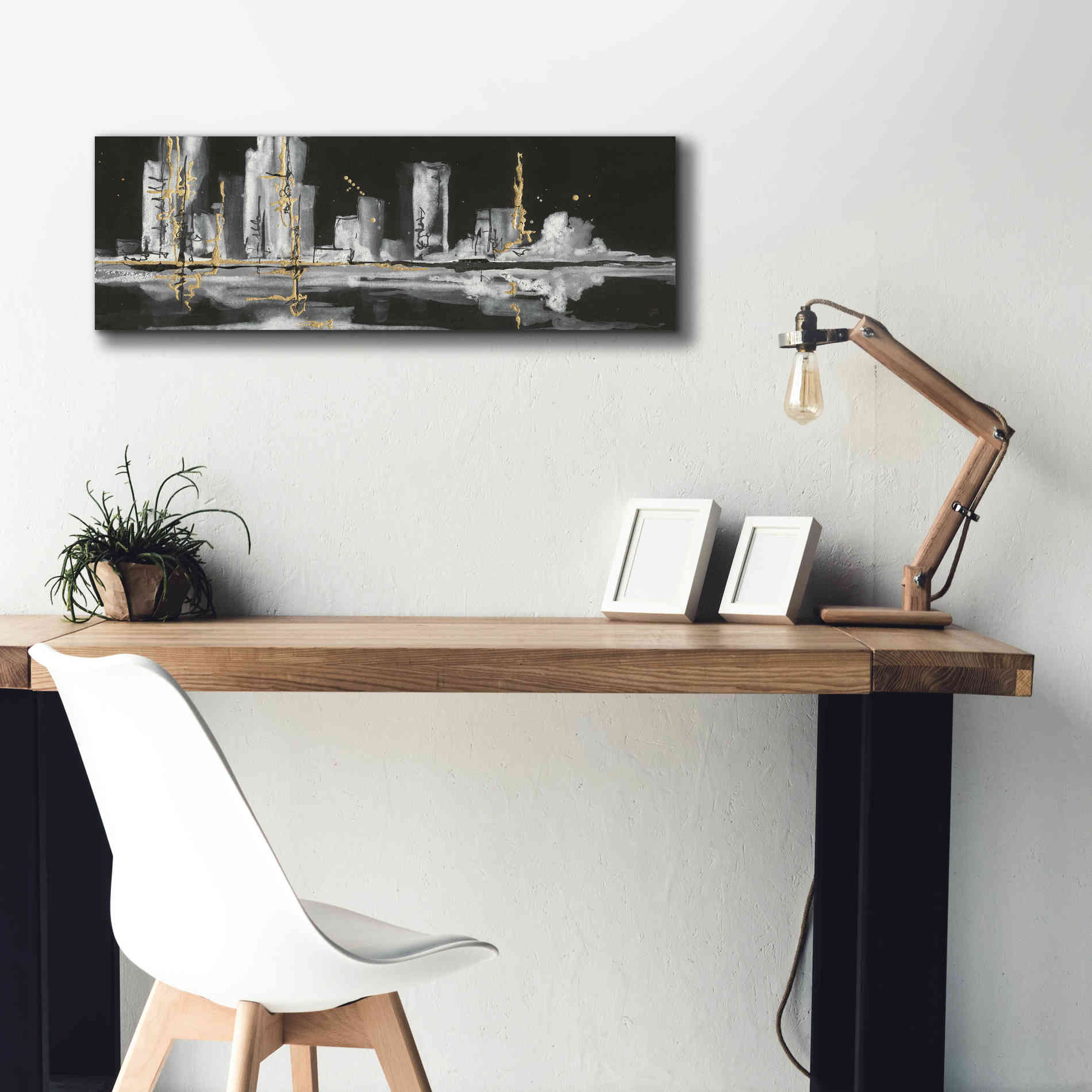 'Urban Gold V' by Chris Paschke, Giclee Canvas Wall Art,36 x 12