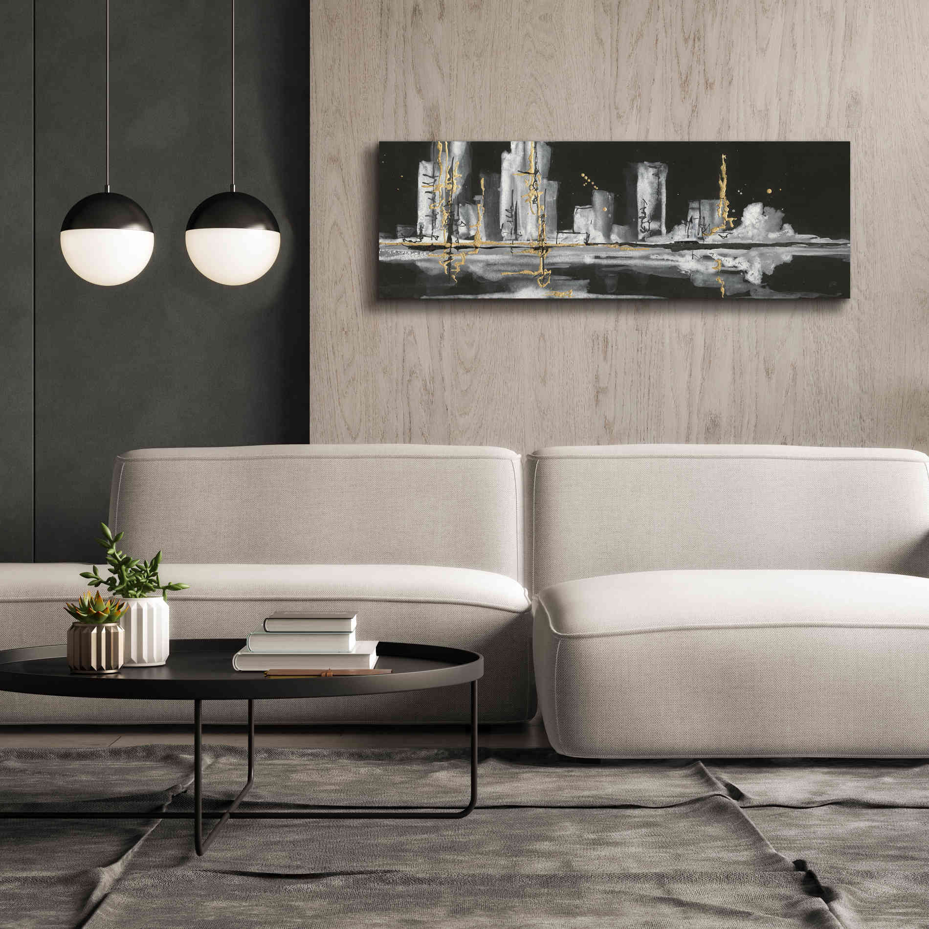 'Urban Gold V' by Chris Paschke, Giclee Canvas Wall Art,60 x 20