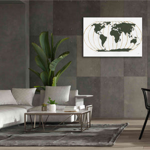 'World Map Gold Lines' by Chris Paschke, Giclee Canvas Wall Art,60 x 40