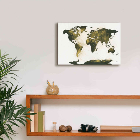 Image of 'World Map Gold Dust' by Chris Paschke, Giclee Canvas Wall Art,18 x 12