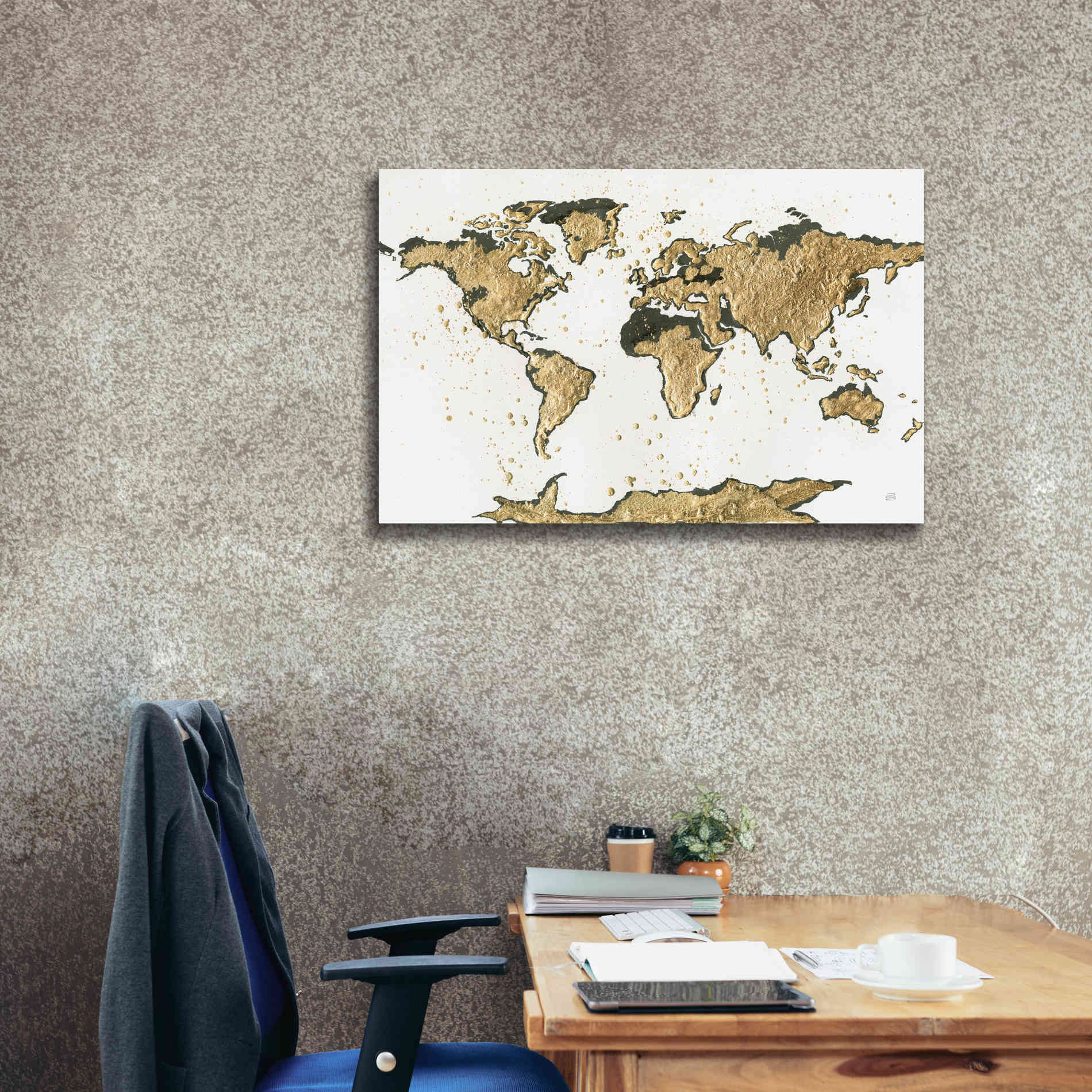 'World Map Gold Leaf' by Chris Paschke, Giclee Canvas Wall Art,40 x 26