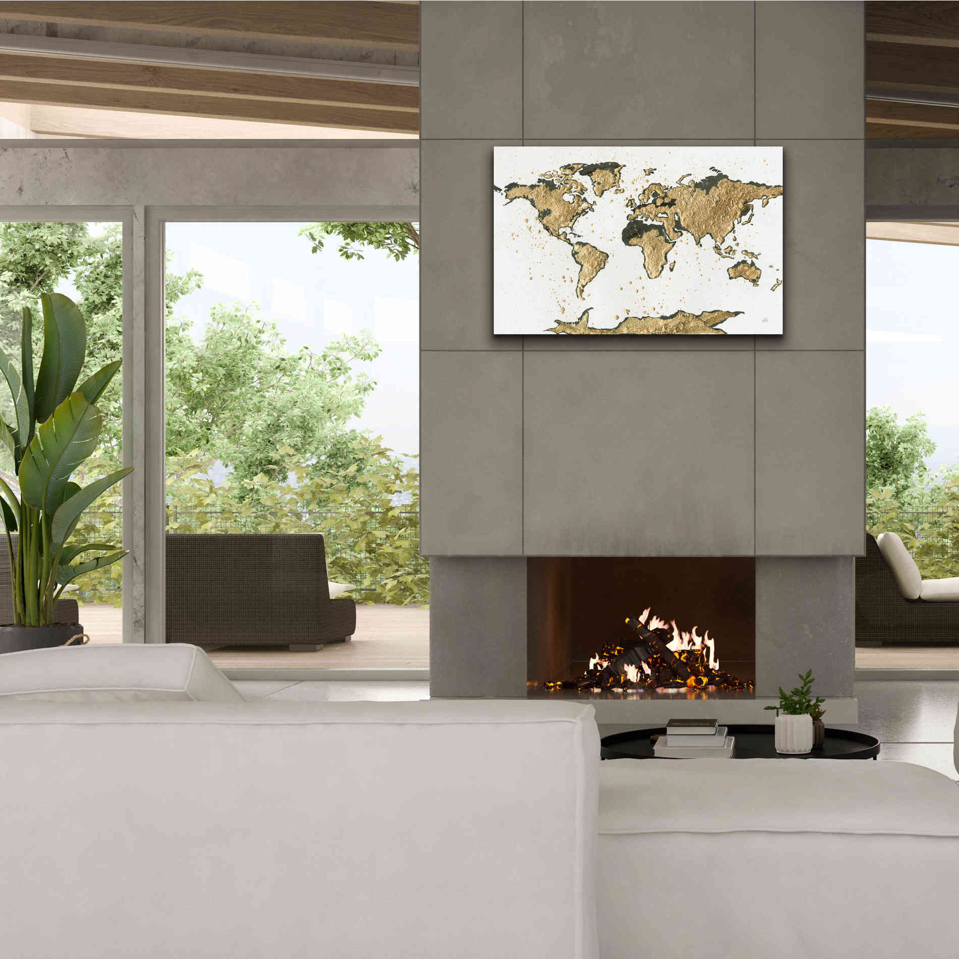 'World Map Gold Leaf' by Chris Paschke, Giclee Canvas Wall Art,40 x 26