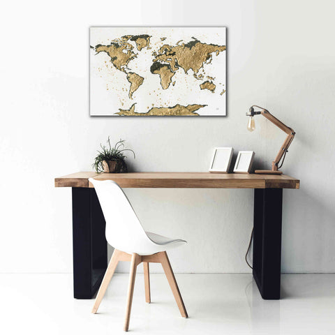 Image of 'World Map Gold Leaf' by Chris Paschke, Giclee Canvas Wall Art,40 x 26