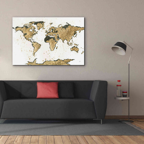 Image of 'World Map Gold Leaf' by Chris Paschke, Giclee Canvas Wall Art,60 x 40