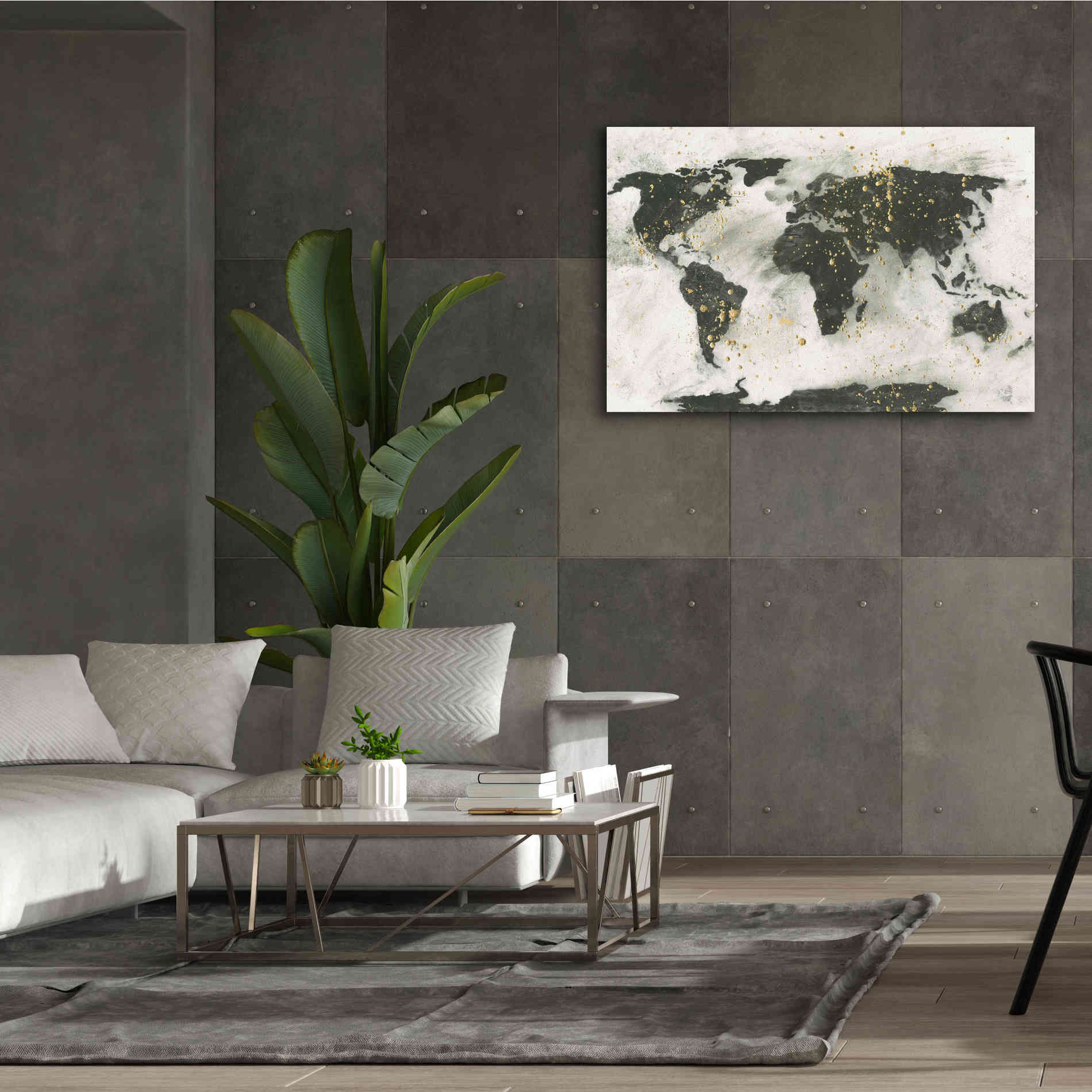 'World Map Gold Speckle' by Chris Paschke, Giclee Canvas Wall Art,60 x 40