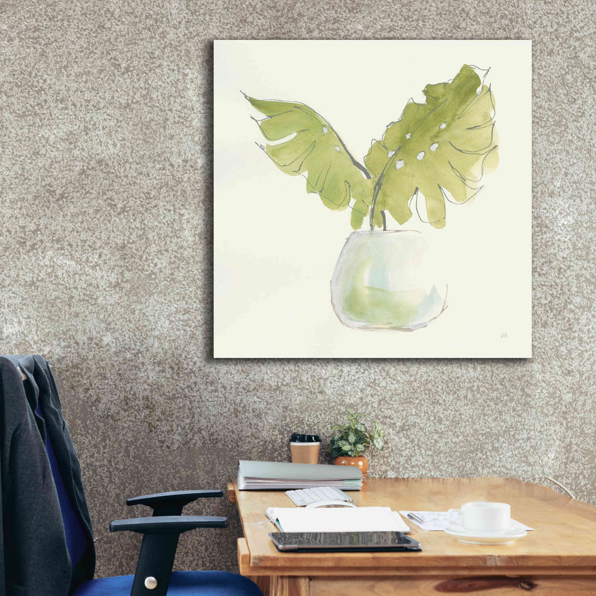 'Plant Big Leaf II' by Chris Paschke, Giclee Canvas Wall Art,37 x 37