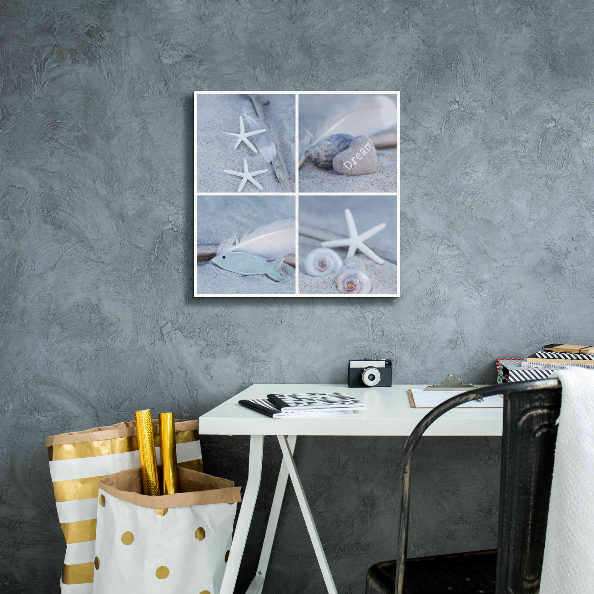 'Summer Beach Still Life Collage II' by Andrea Haase, Giclee Canvas Wall Art,18 x 18