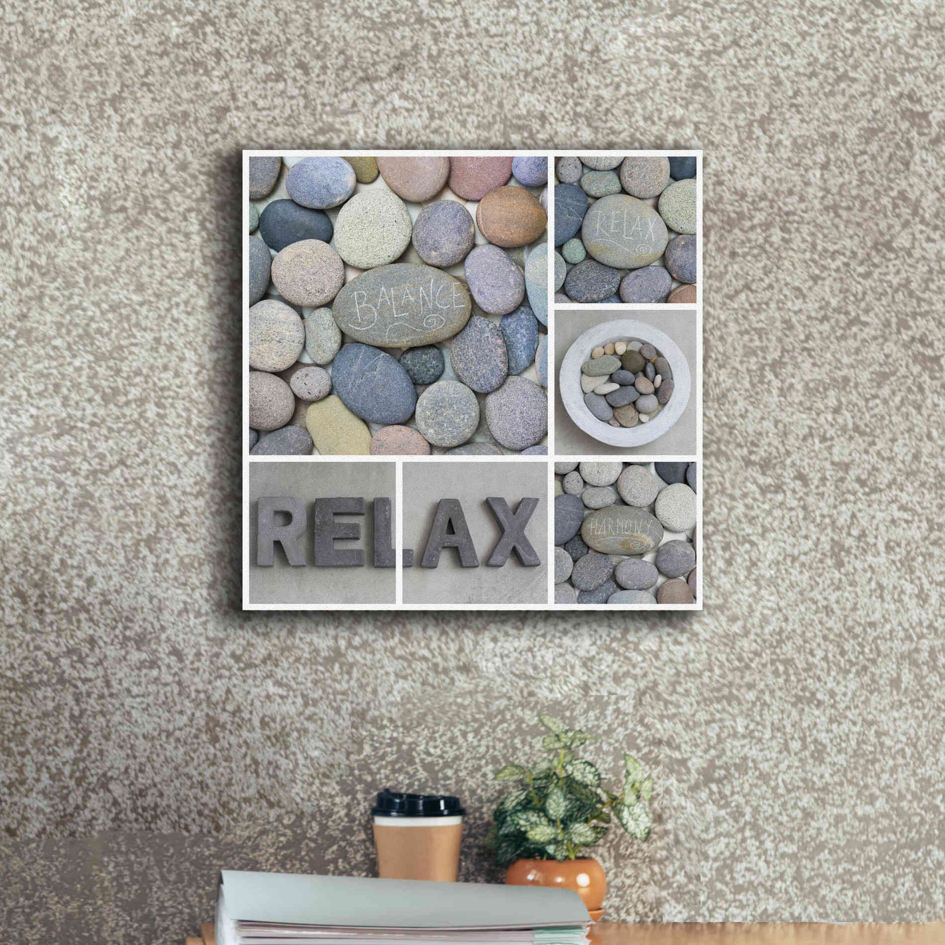 'Zen Pebble Relax Collage' by Andrea Haase, Giclee Canvas Wall Art,18 x 18