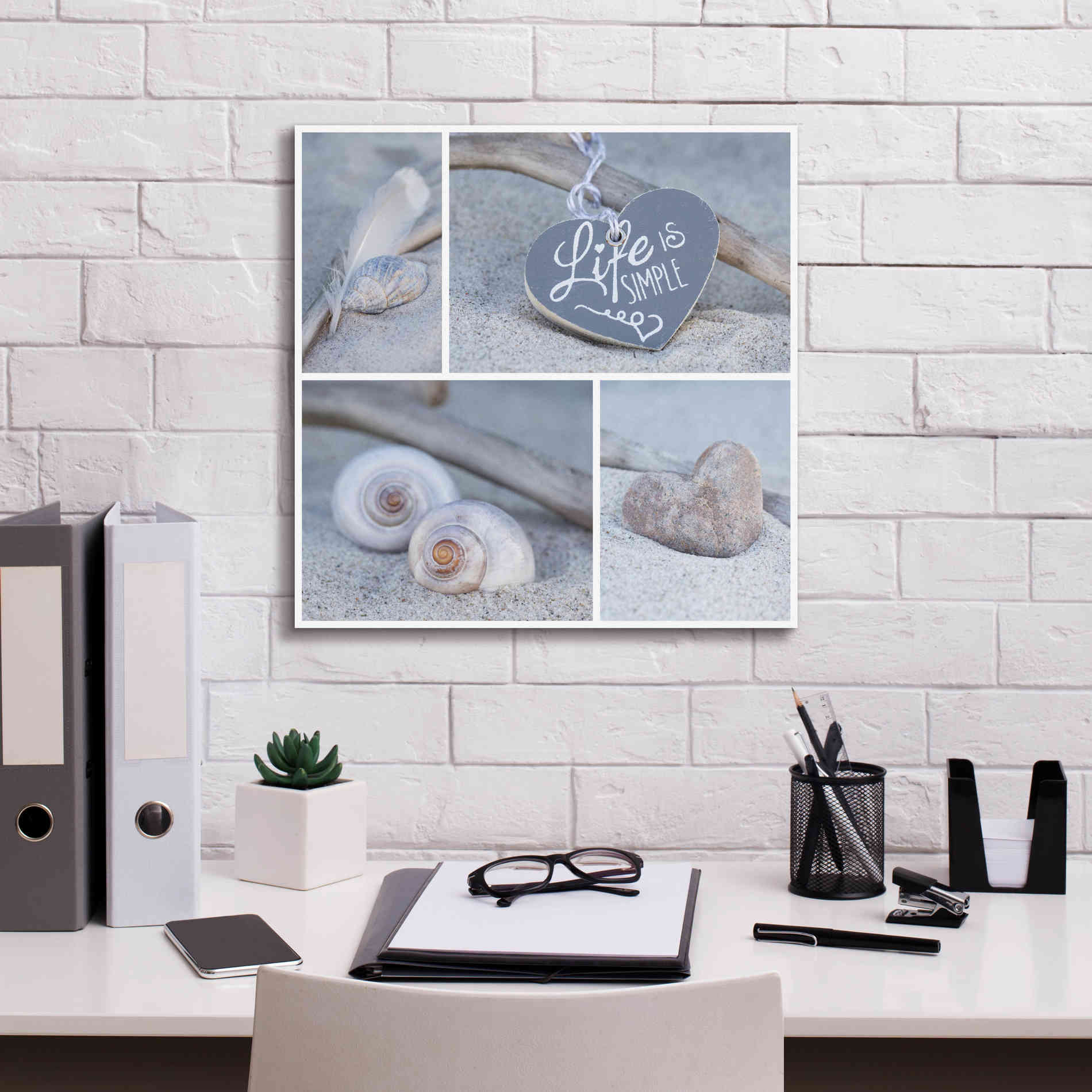 'Summer Beach Still Life Collage' by Andrea Haase, Giclee Canvas Wall Art,18 x 18
