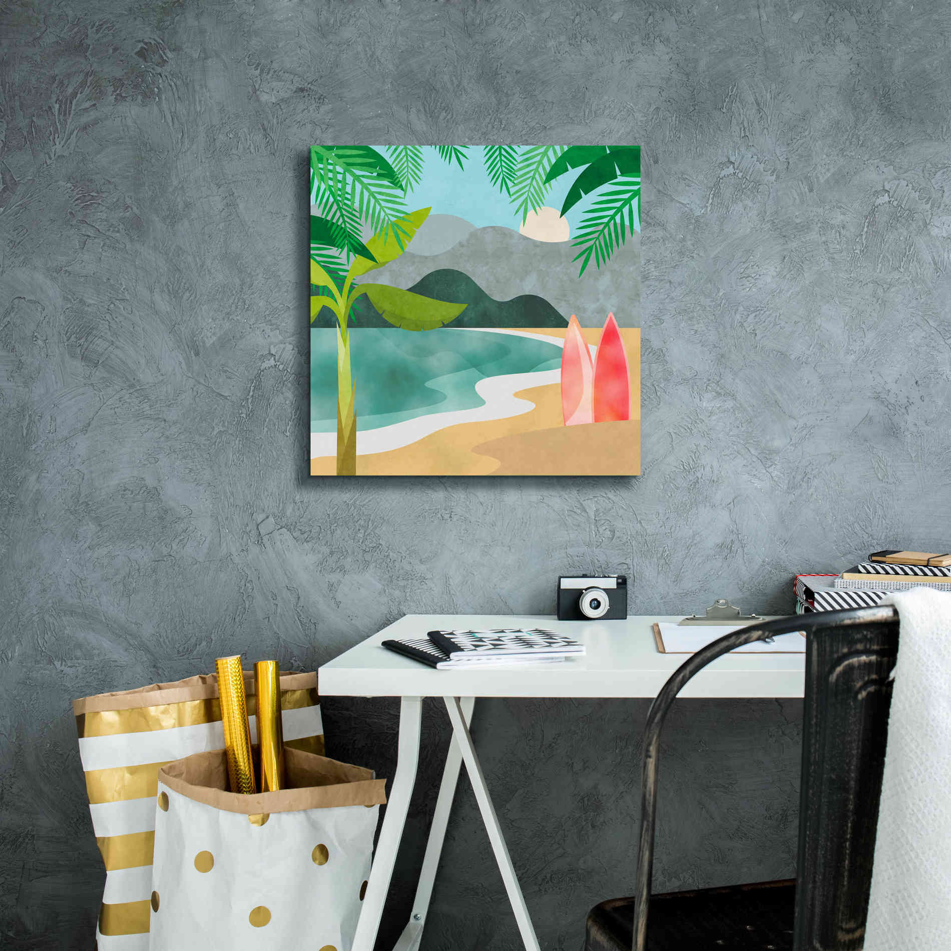 'Secret Surf Spot' by Andrea Haase, Giclee Canvas Wall Art,18 x 18