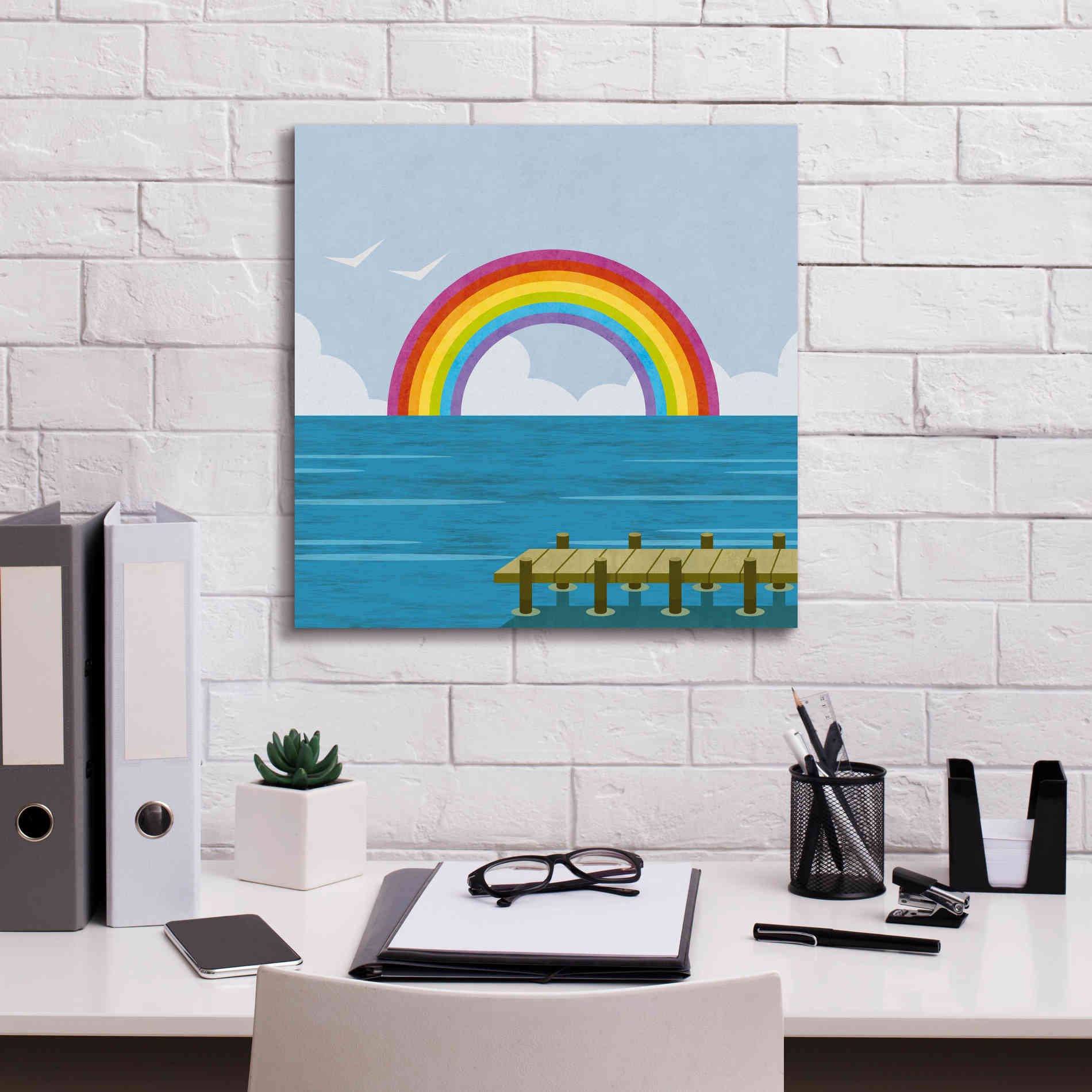 'Happy Summer Rainbow' by Andrea Haase, Giclee Canvas Wall Art,18 x 18