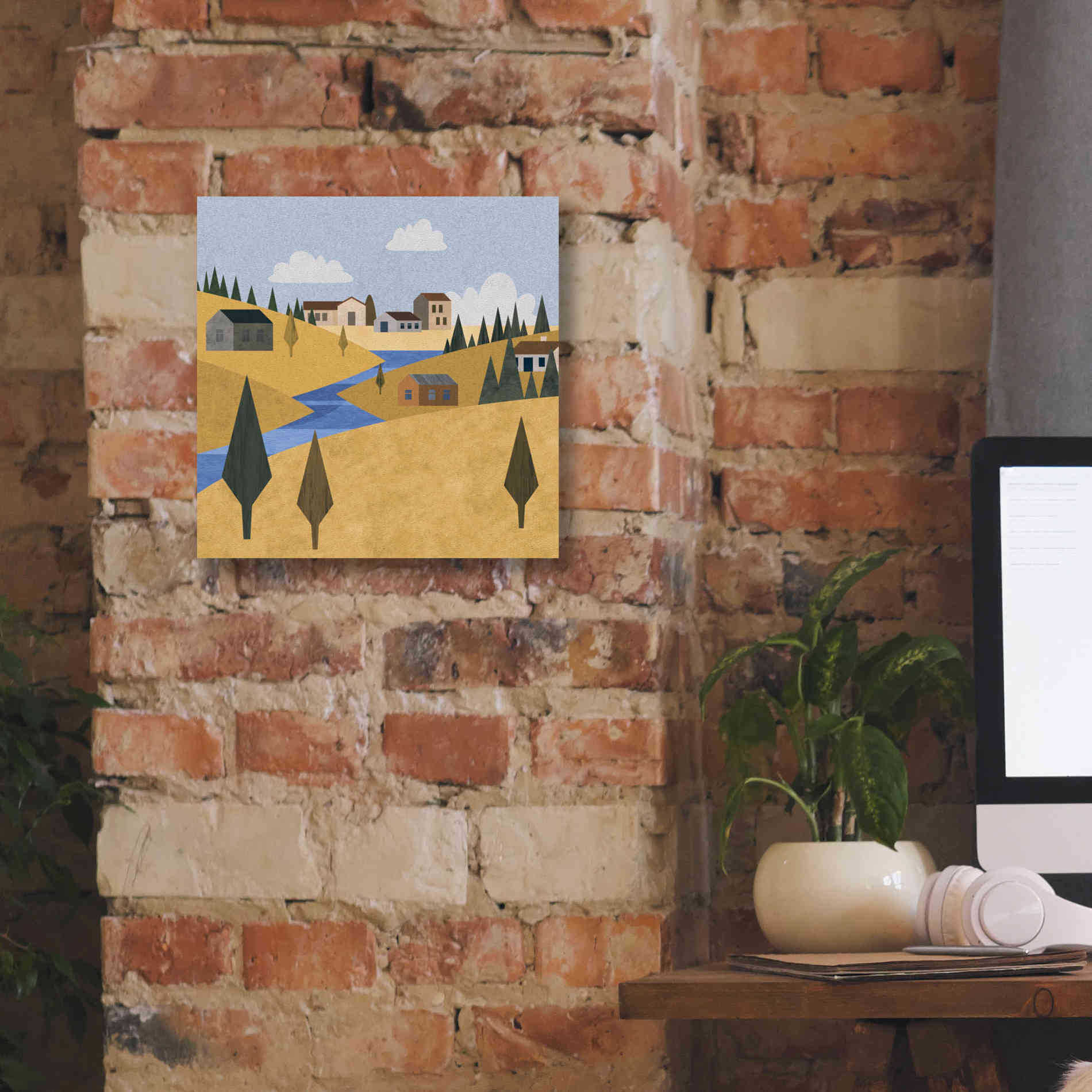 'River Valley Village' by Andrea Haase, Giclee Canvas Wall Art,12 x 12