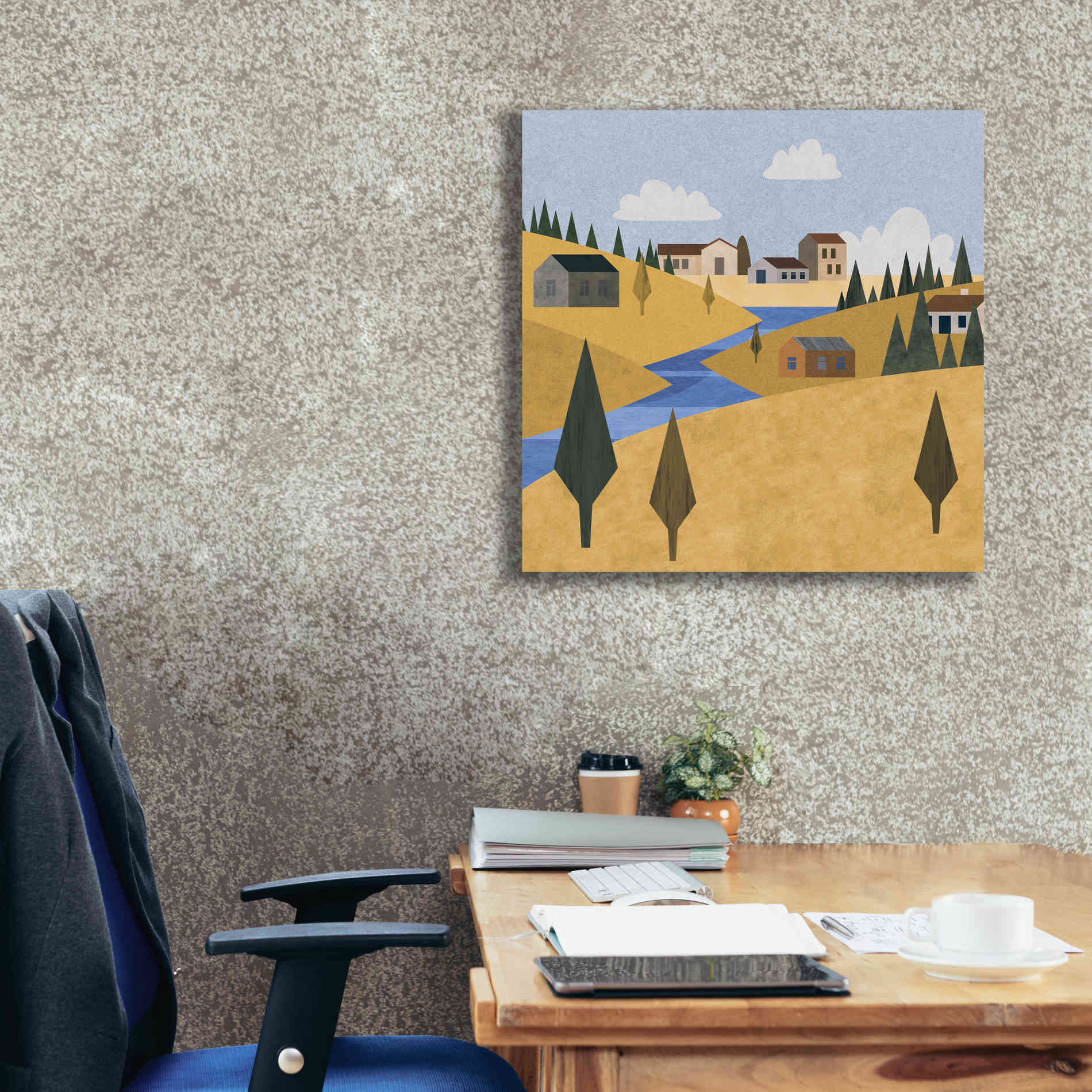 'River Valley Village' by Andrea Haase, Giclee Canvas Wall Art,26 x 26