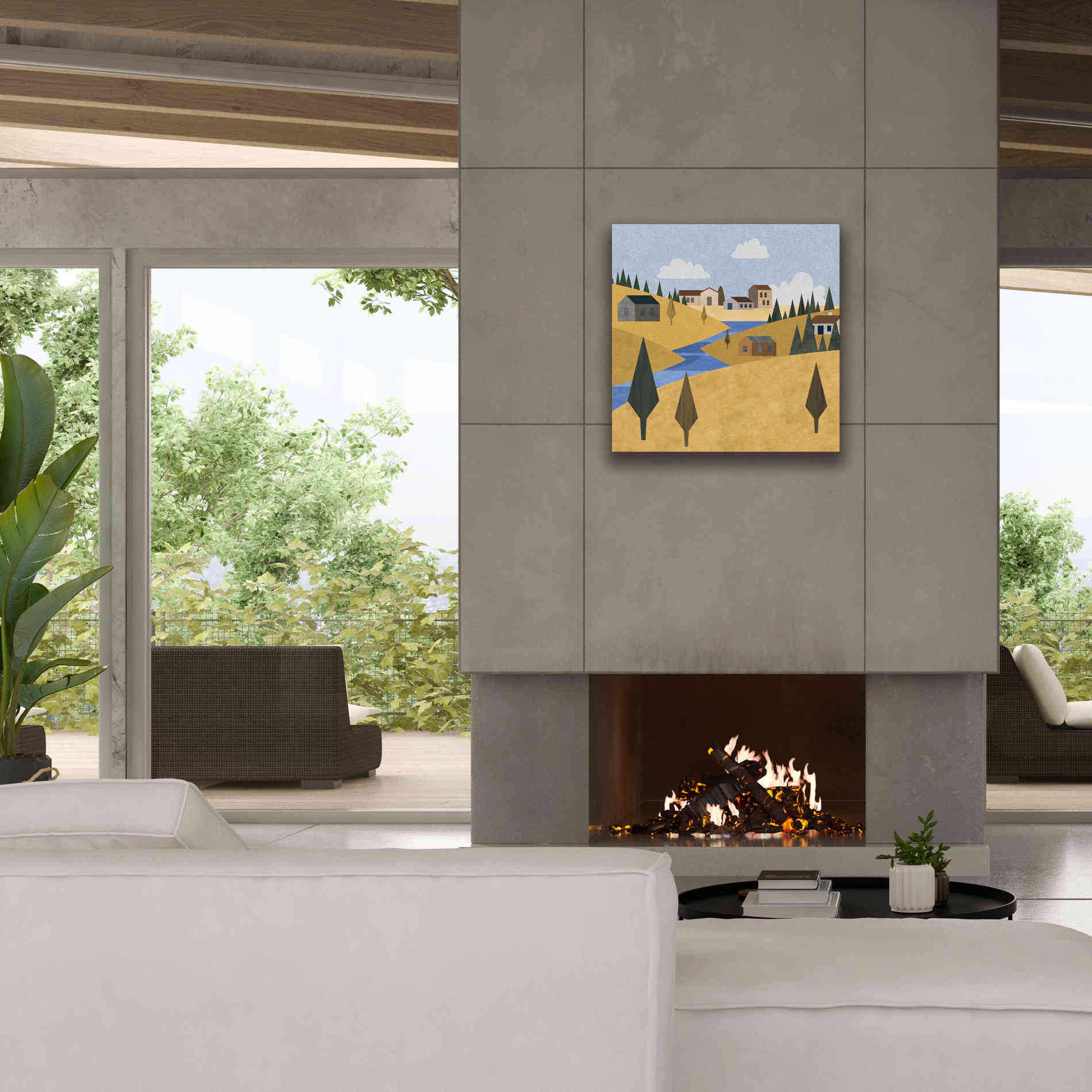 'River Valley Village' by Andrea Haase, Giclee Canvas Wall Art,26 x 26