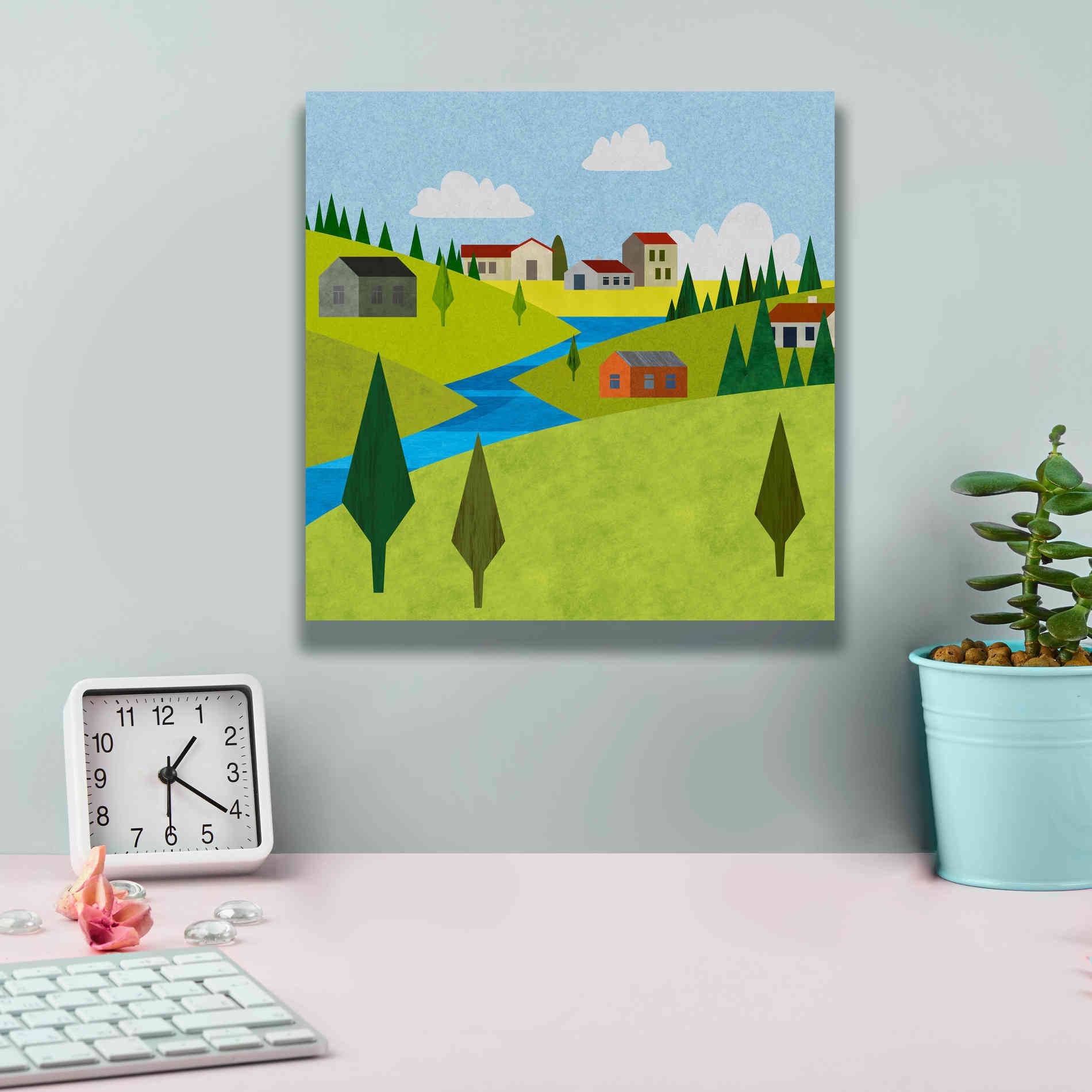 'River Valley Village II' by Andrea Haase, Giclee Canvas Wall Art,12 x 12