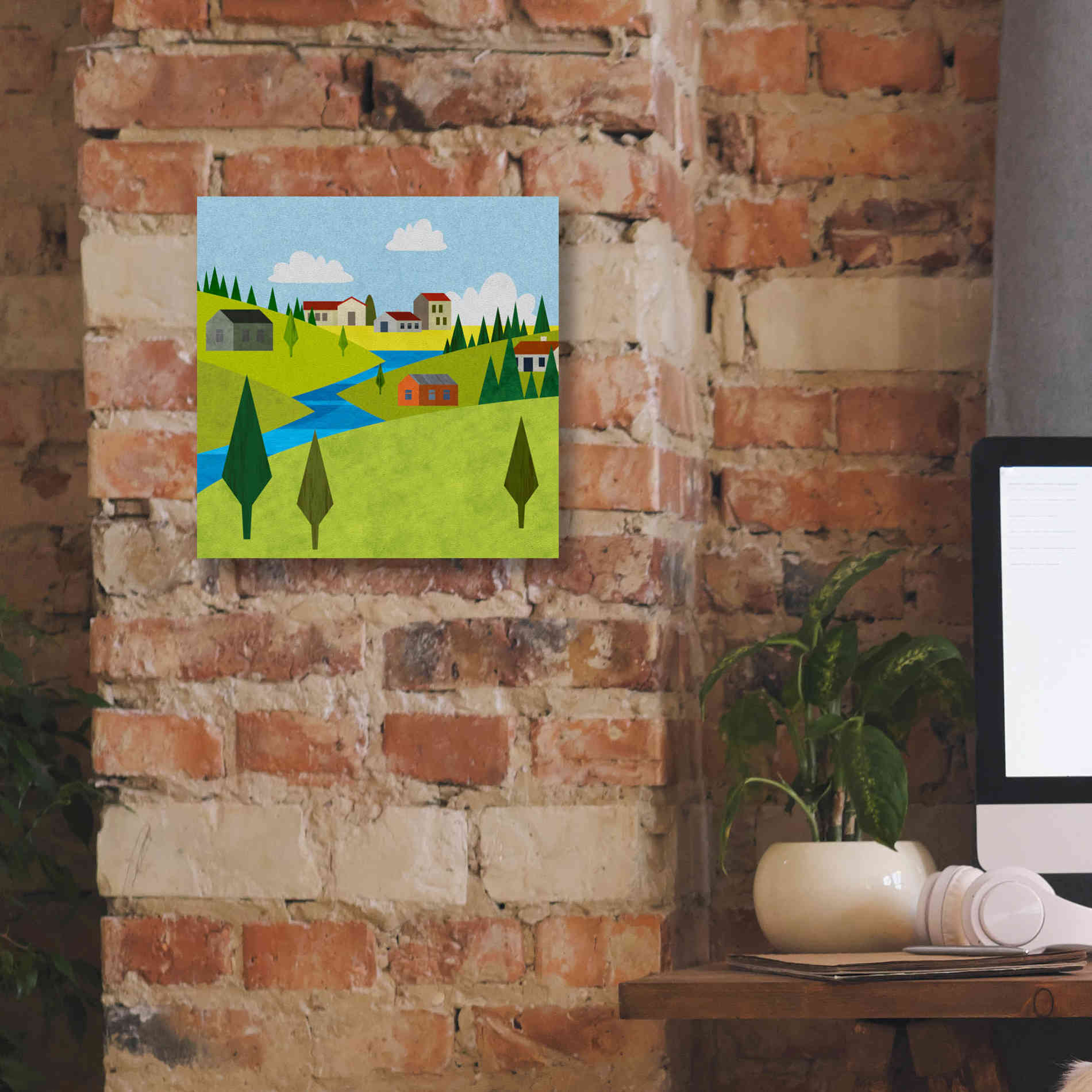 'River Valley Village II' by Andrea Haase, Giclee Canvas Wall Art,12 x 12