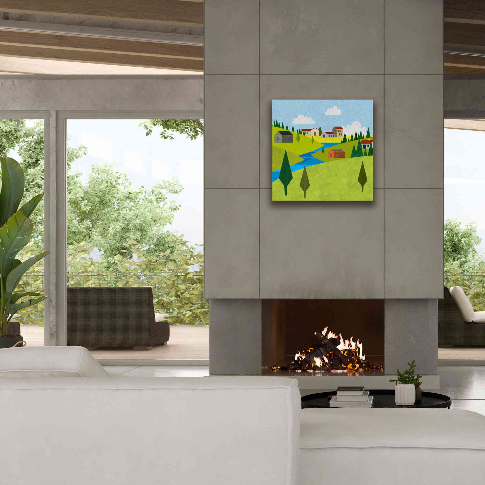 'River Valley Village II' by Andrea Haase, Giclee Canvas Wall Art,26 x 26