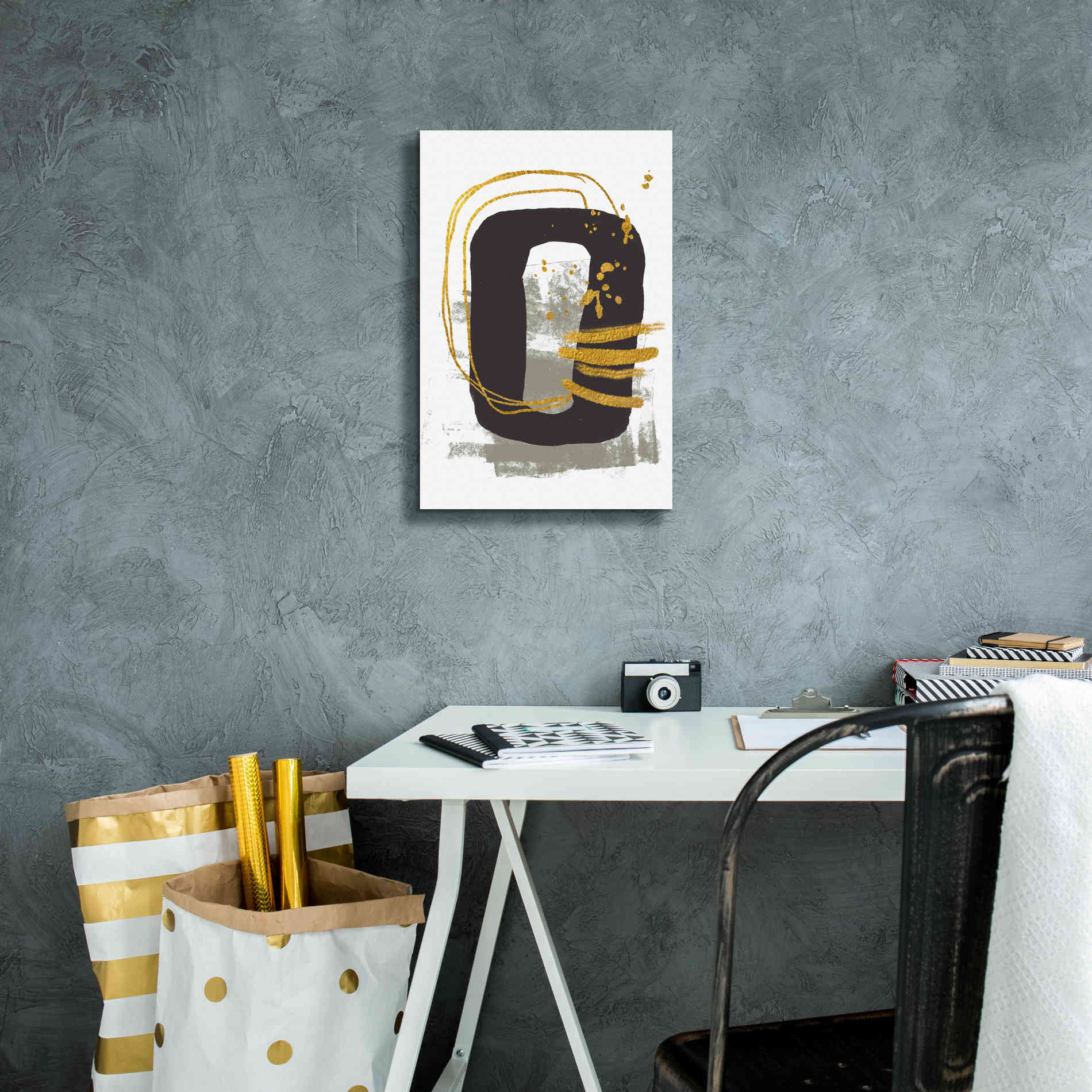 'Gold Meets Neutrals V' by Andrea Haase, Giclee Canvas Wall Art,12 x 18