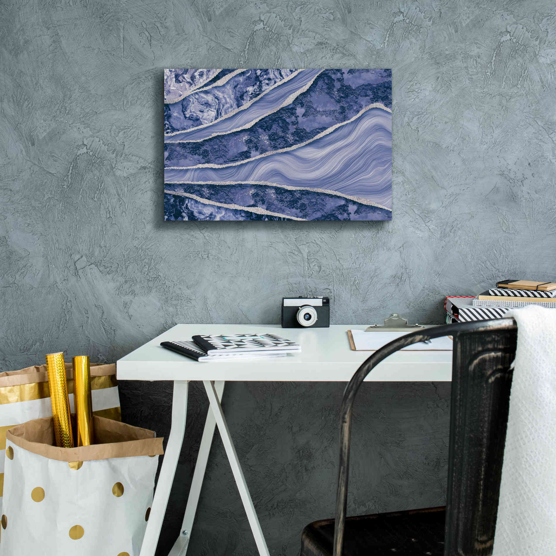 'Blue Marble And Stone' by Andrea Haase Giclee Canvas Wall Art,18 x 12