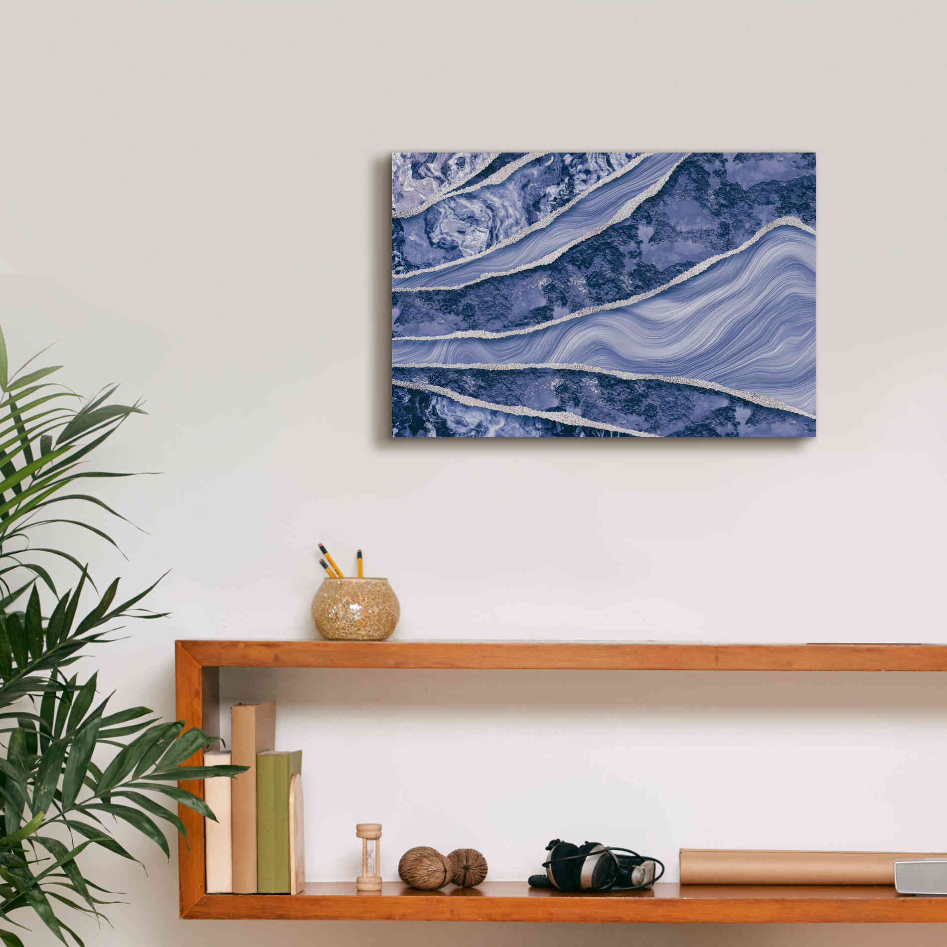 'Blue Marble And Stone' by Andrea Haase Giclee Canvas Wall Art,18 x 12