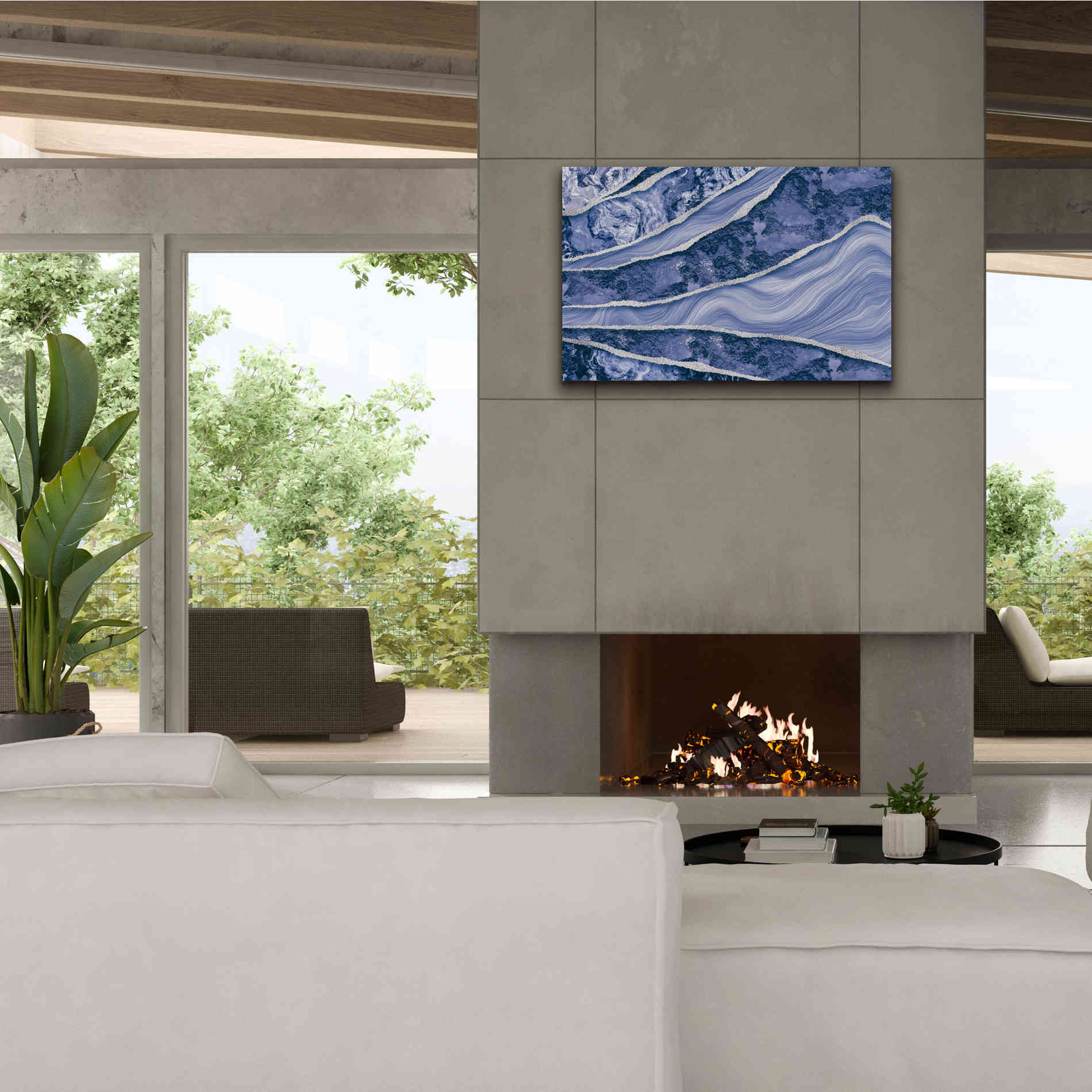 'Blue Marble And Stone' by Andrea Haase Giclee Canvas Wall Art,40 x 26
