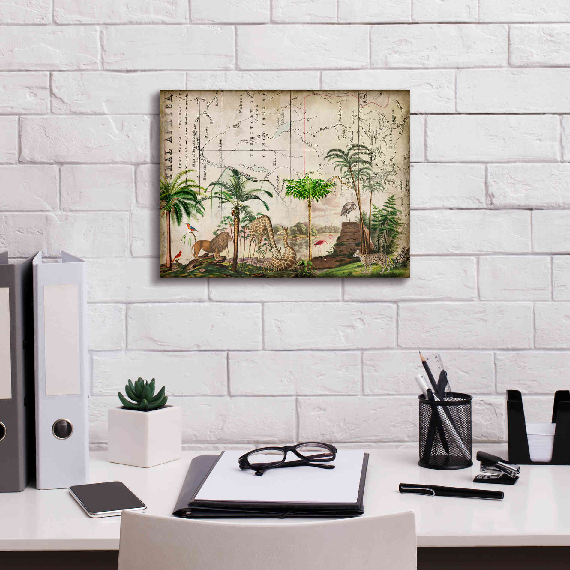 'Wild Animals Paradise Green' by Andrea Haase Giclee Canvas Wall Art,16 x 12