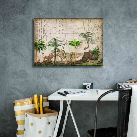 Image of 'Wild Animals Paradise Green' by Andrea Haase Giclee Canvas Wall Art,26 x 18