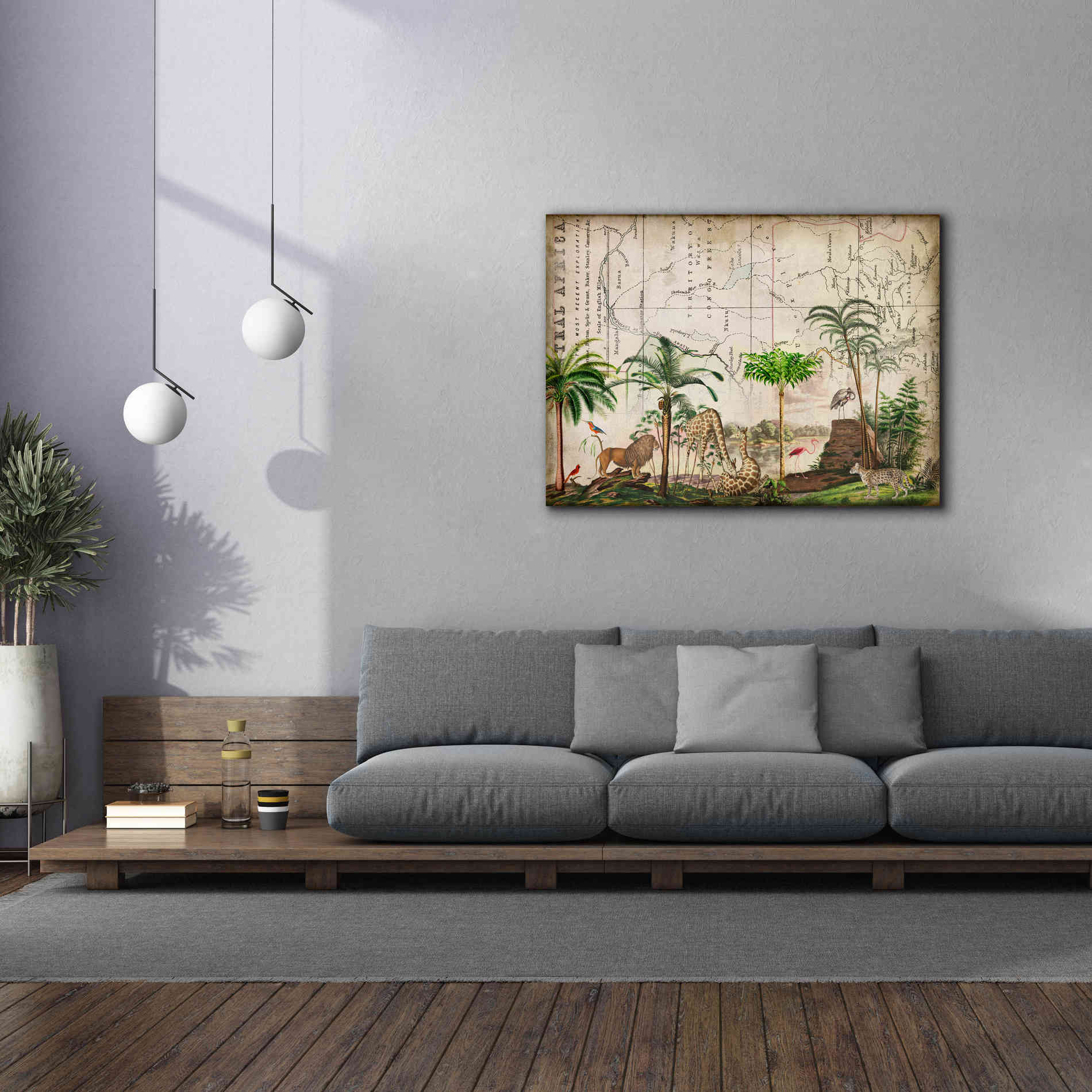 'Wild Animals Paradise Green' by Andrea Haase Giclee Canvas Wall Art,54 x 40