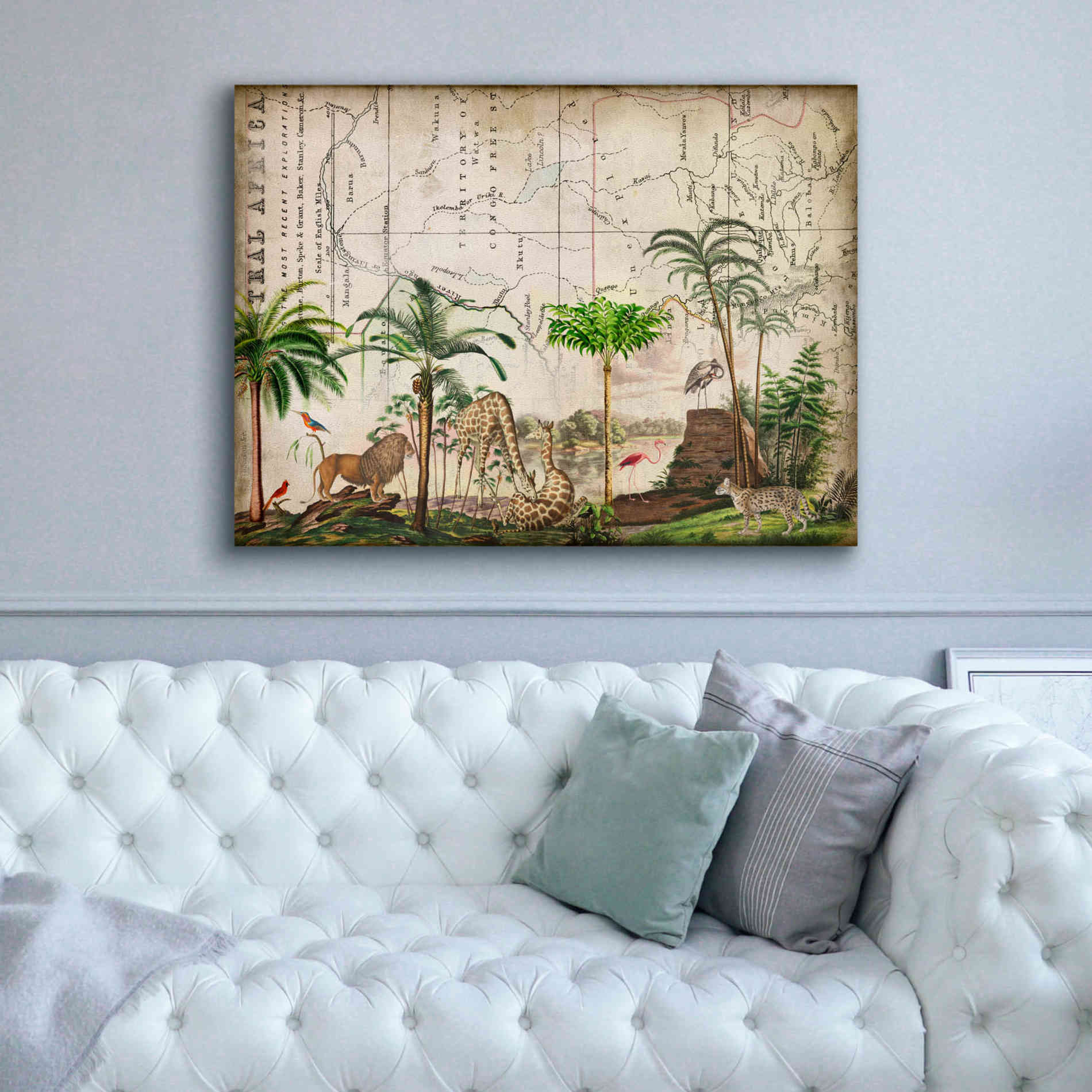 'Wild Animals Paradise Green' by Andrea Haase Giclee Canvas Wall Art,54 x 40