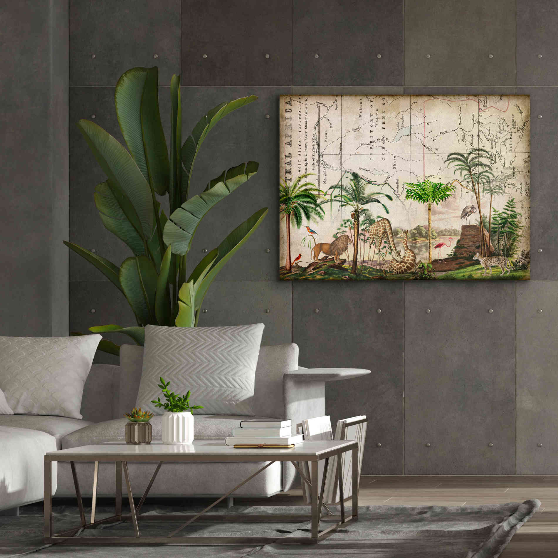 'Wild Animals Paradise Green' by Andrea Haase Giclee Canvas Wall Art,54 x 40