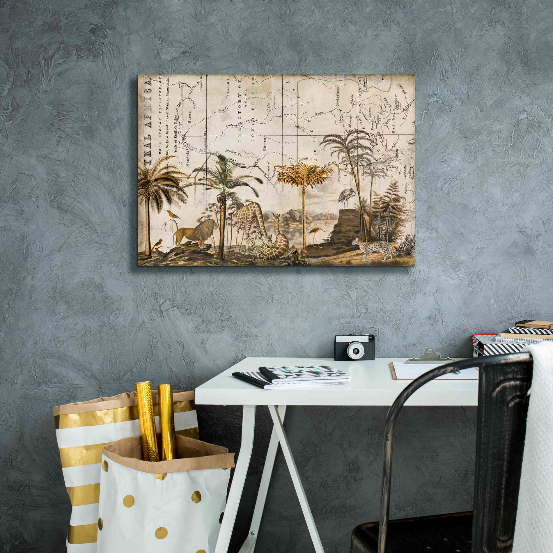 'Wild Animals Paradise Brown' by Andrea Haase Giclee Canvas Wall Art,26 x 18