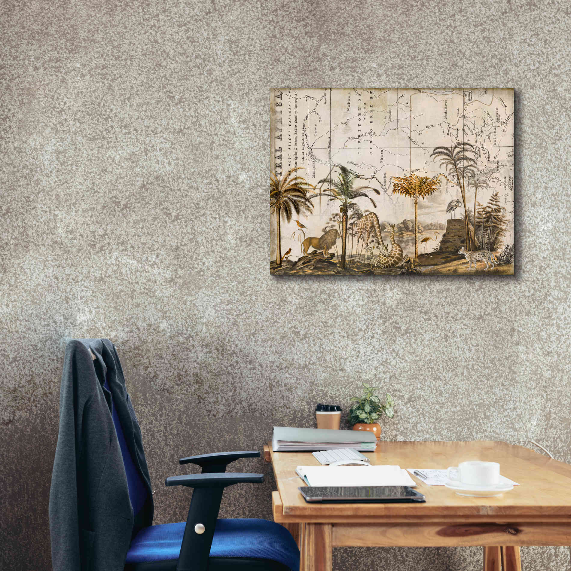 'Wild Animals Paradise Brown' by Andrea Haase Giclee Canvas Wall Art,34 x 26