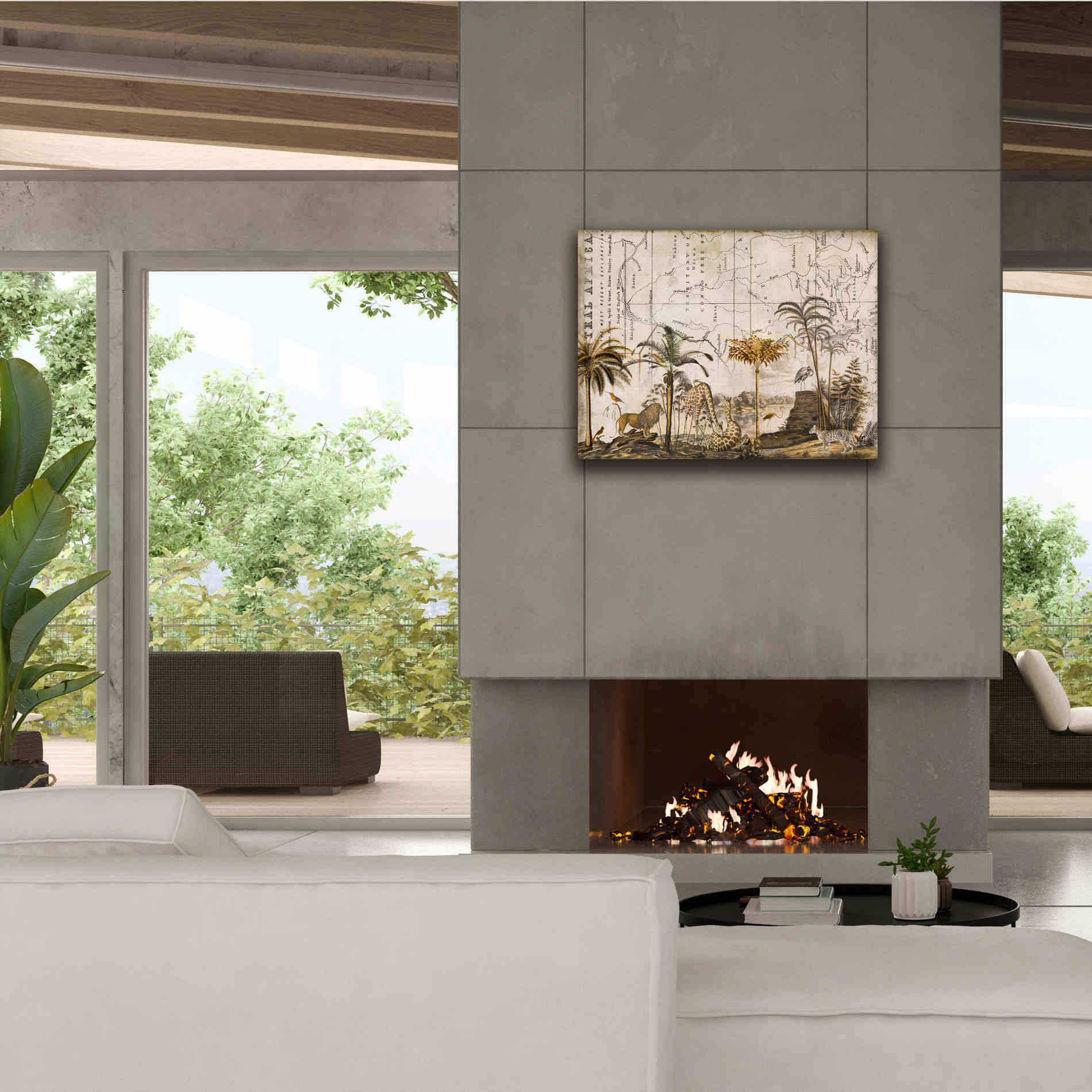 'Wild Animals Paradise Brown' by Andrea Haase Giclee Canvas Wall Art,34 x 26