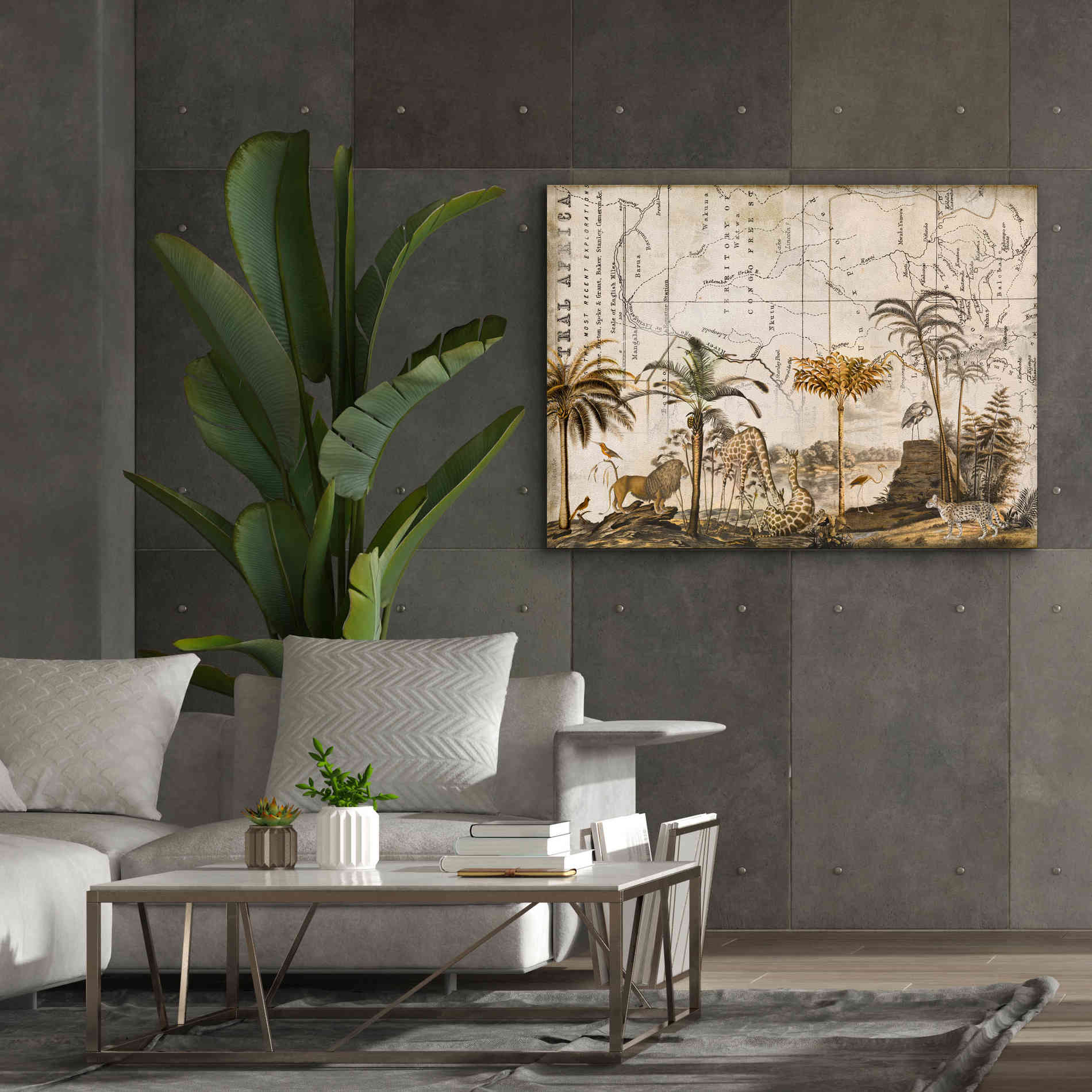 'Wild Animals Paradise Brown' by Andrea Haase Giclee Canvas Wall Art,54 x 40