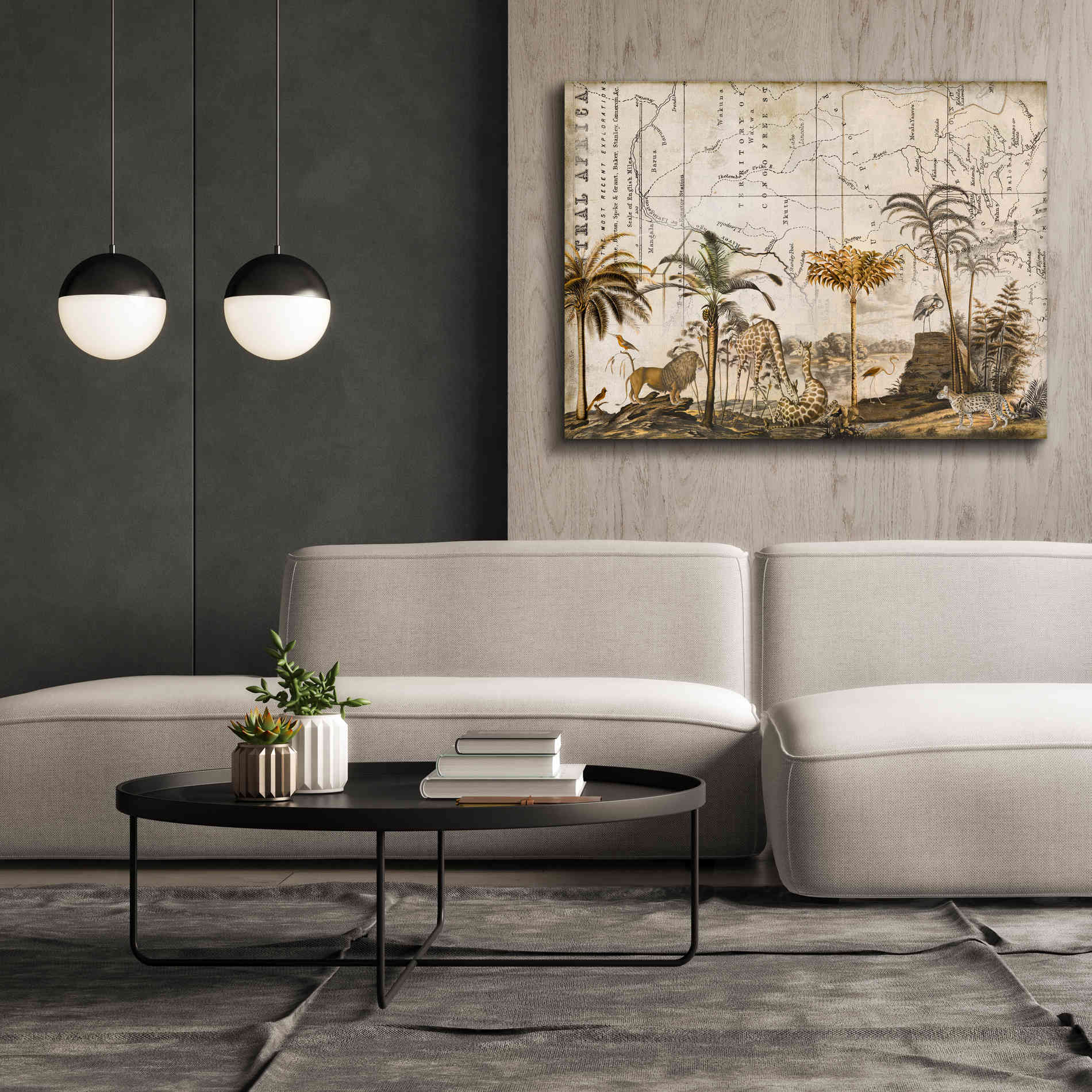 'Wild Animals Paradise Brown' by Andrea Haase Giclee Canvas Wall Art,54 x 40