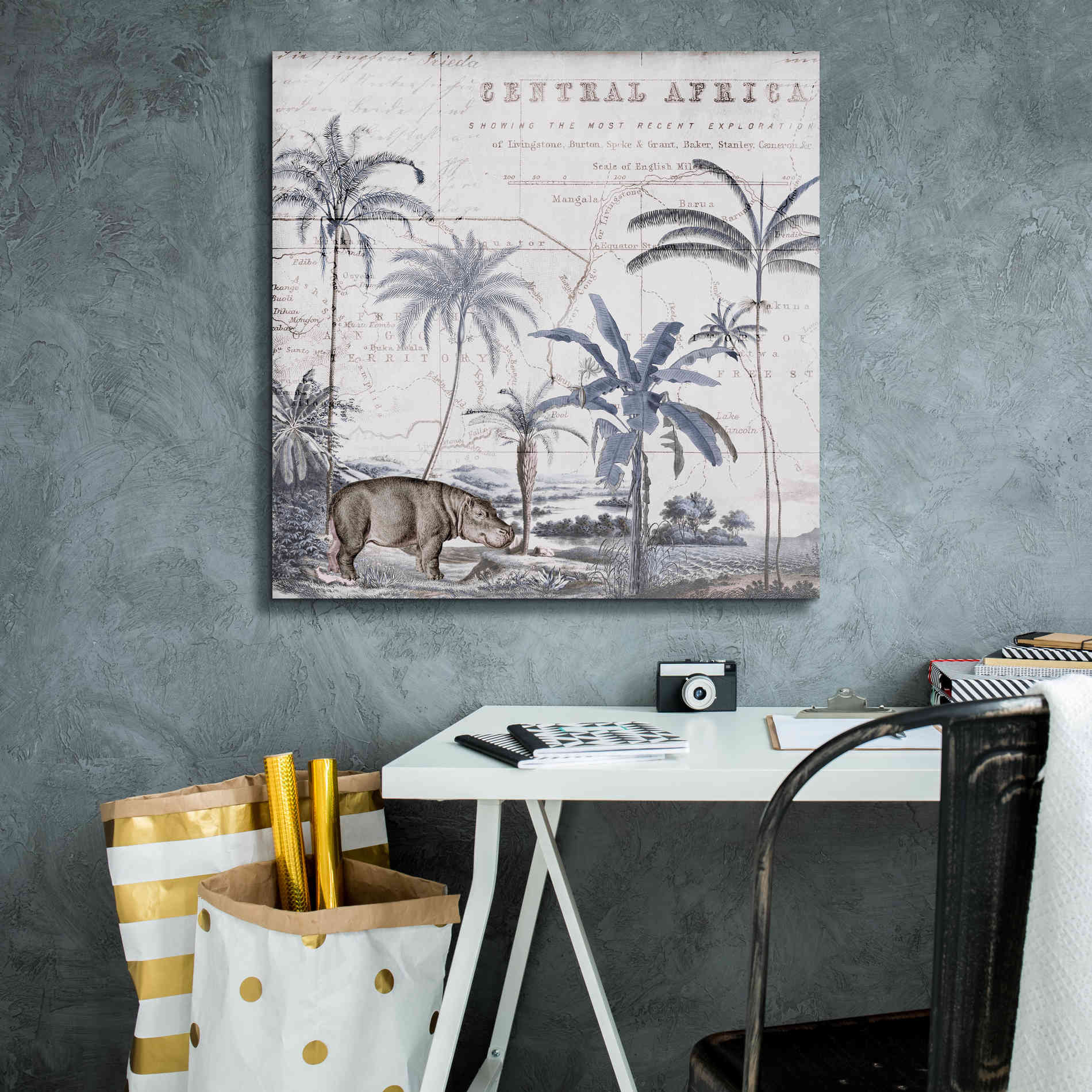 'Hippo Adventure' by Andrea Haase Giclee Canvas Wall Art,26 x 26