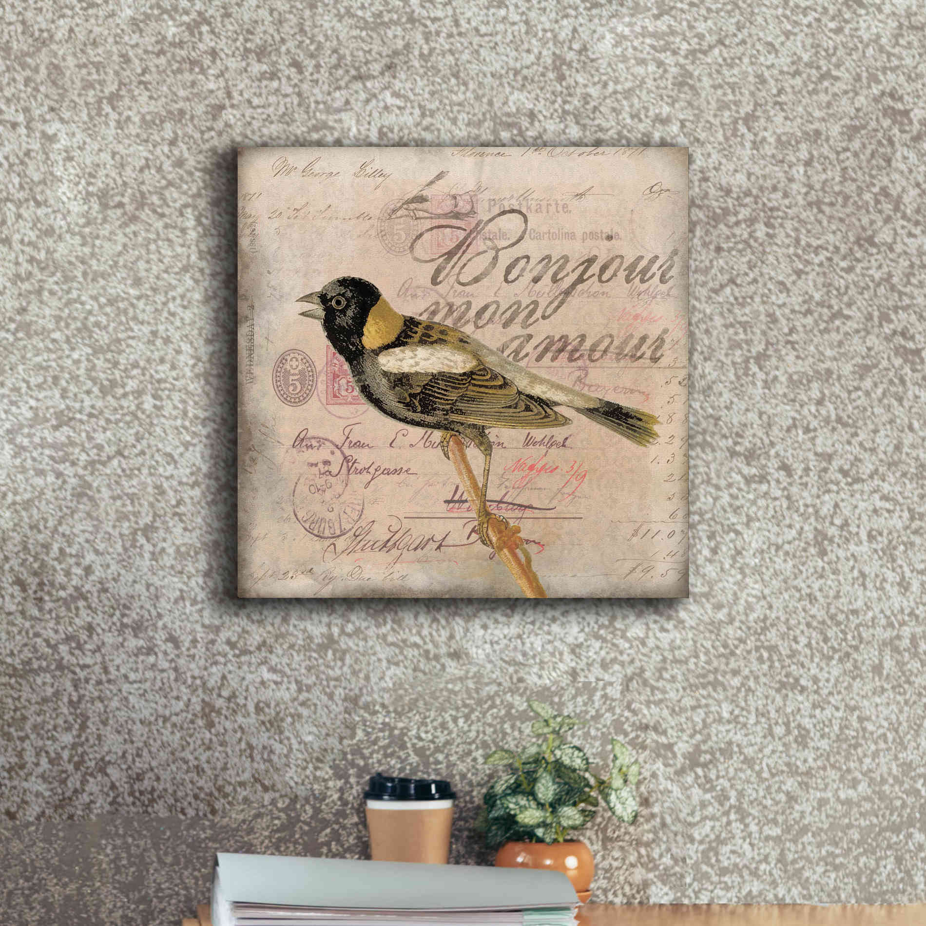 'Bonjour Mon Amour' by Andrea Haase Giclee Canvas Wall Art,18 x 18