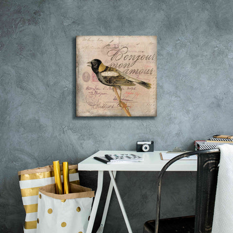 Image of 'Bonjour Mon Amour' by Andrea Haase Giclee Canvas Wall Art,18 x 18