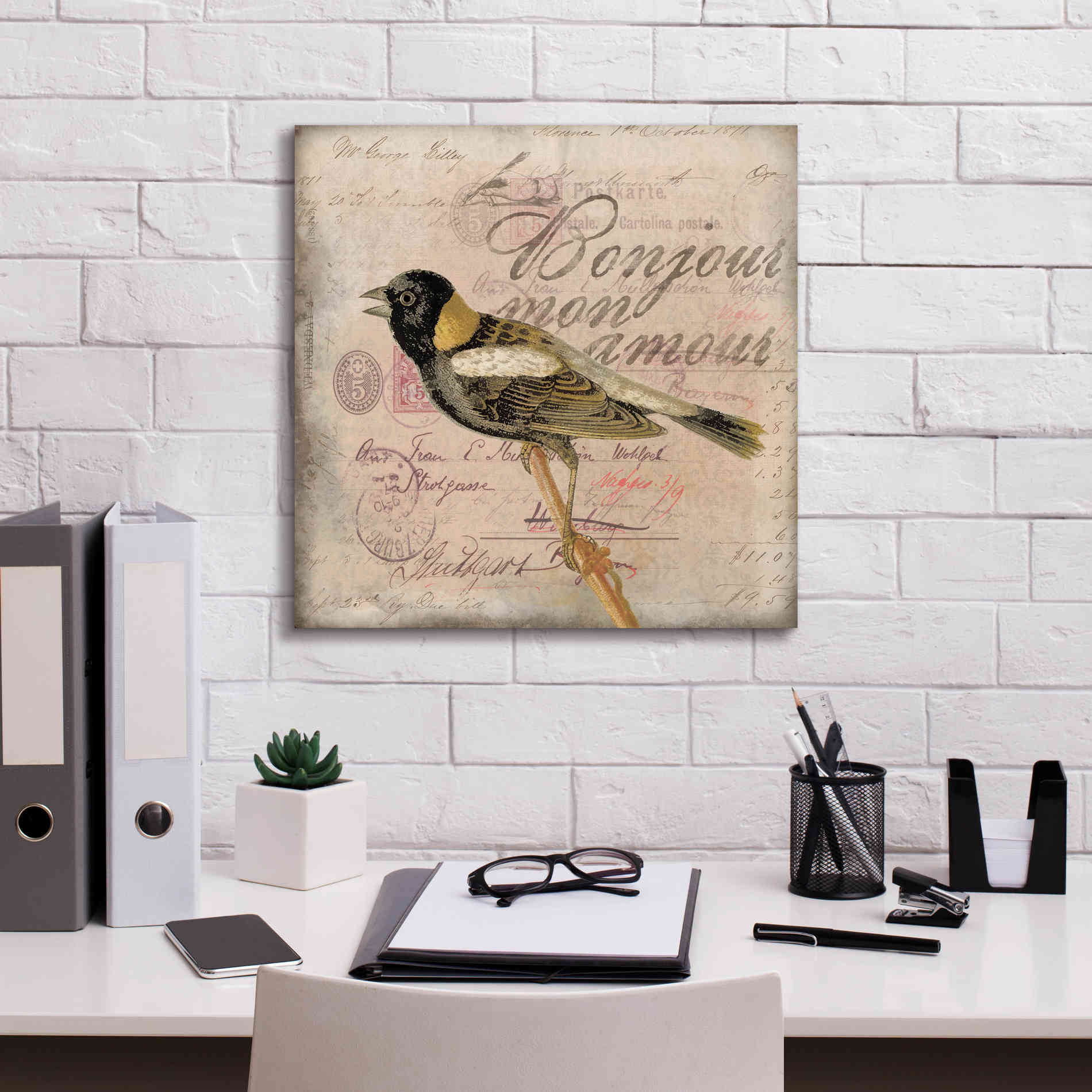 'Bonjour Mon Amour' by Andrea Haase Giclee Canvas Wall Art,18 x 18