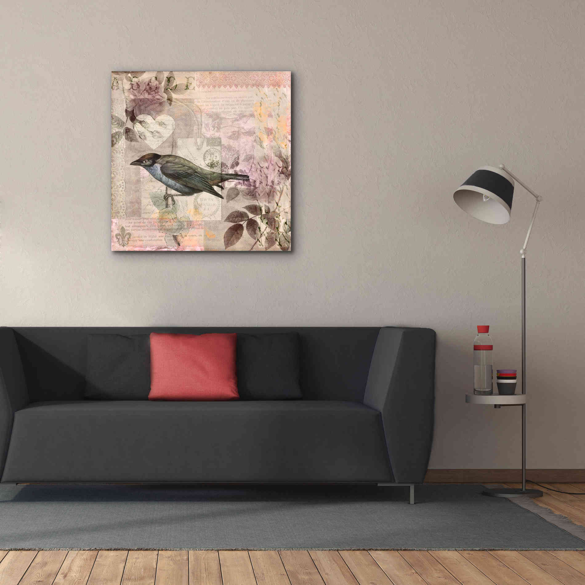 'Nostalgic Bird Collage' by Andrea Haase Giclee Canvas Wall Art,37 x 37