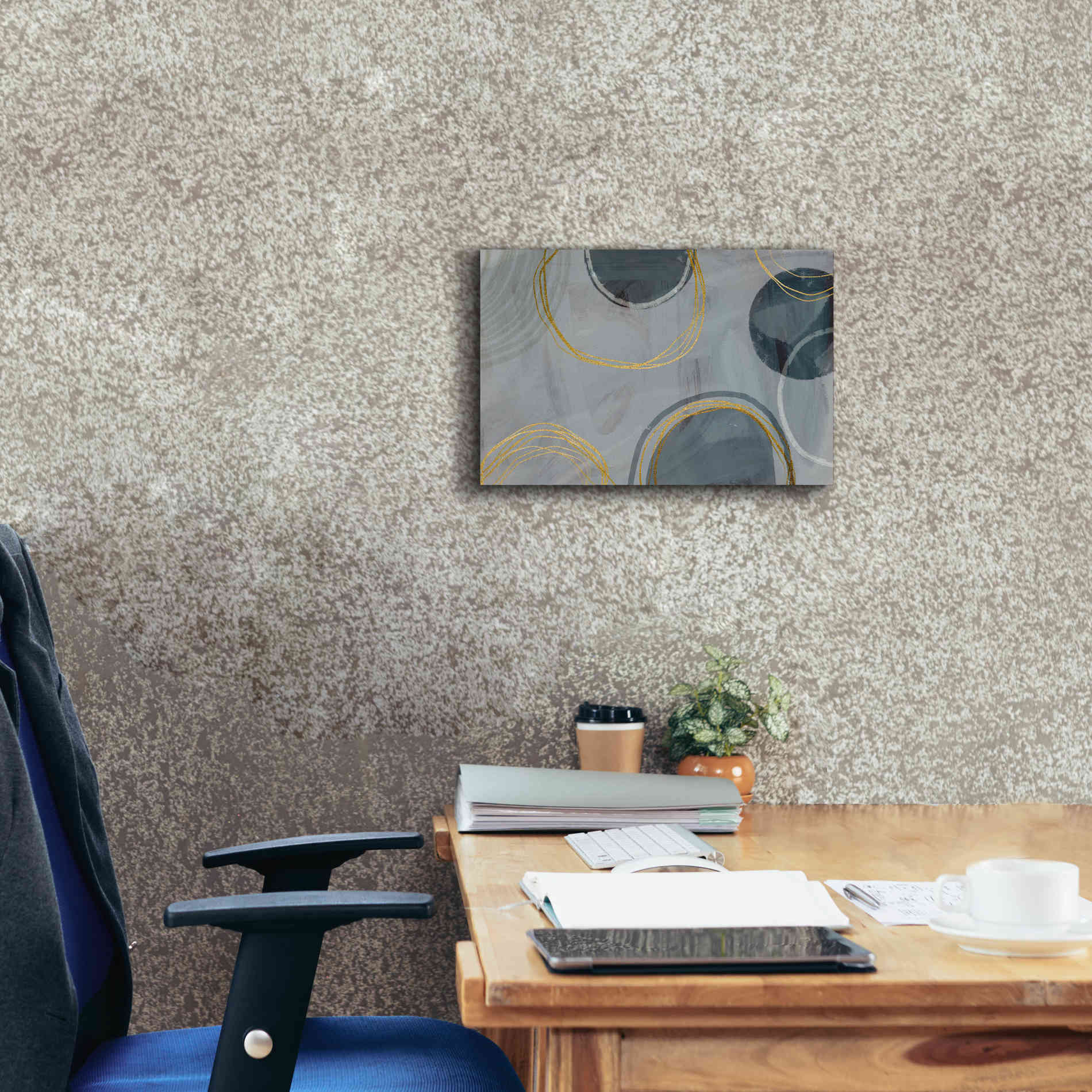 'Golden Line Abstraction' by Andrea Haase Giclee Canvas Wall Art,18 x 12