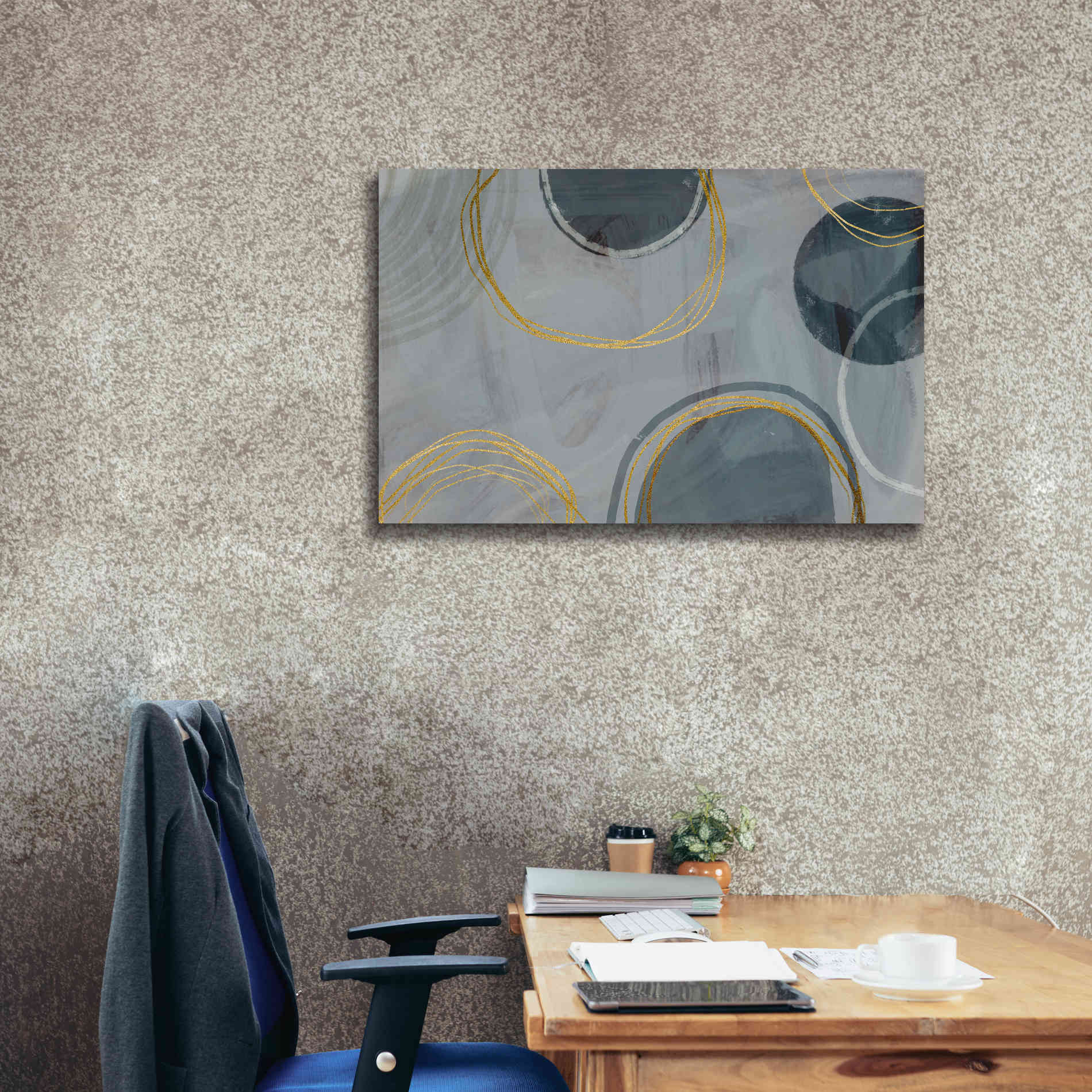 'Golden Line Abstraction' by Andrea Haase Giclee Canvas Wall Art,40 x 26
