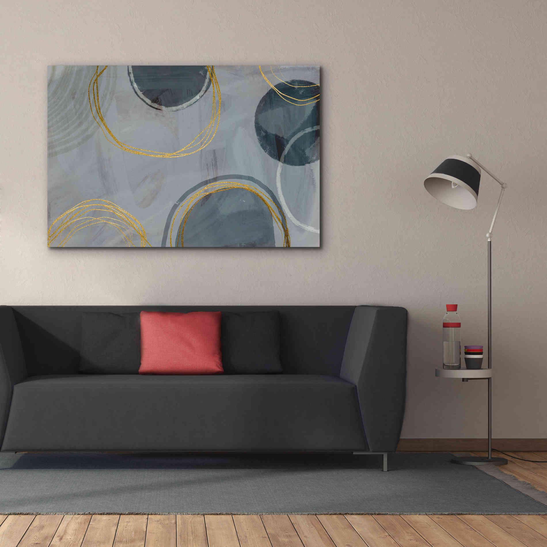 'Golden Line Abstraction' by Andrea Haase Giclee Canvas Wall Art,60 x 40