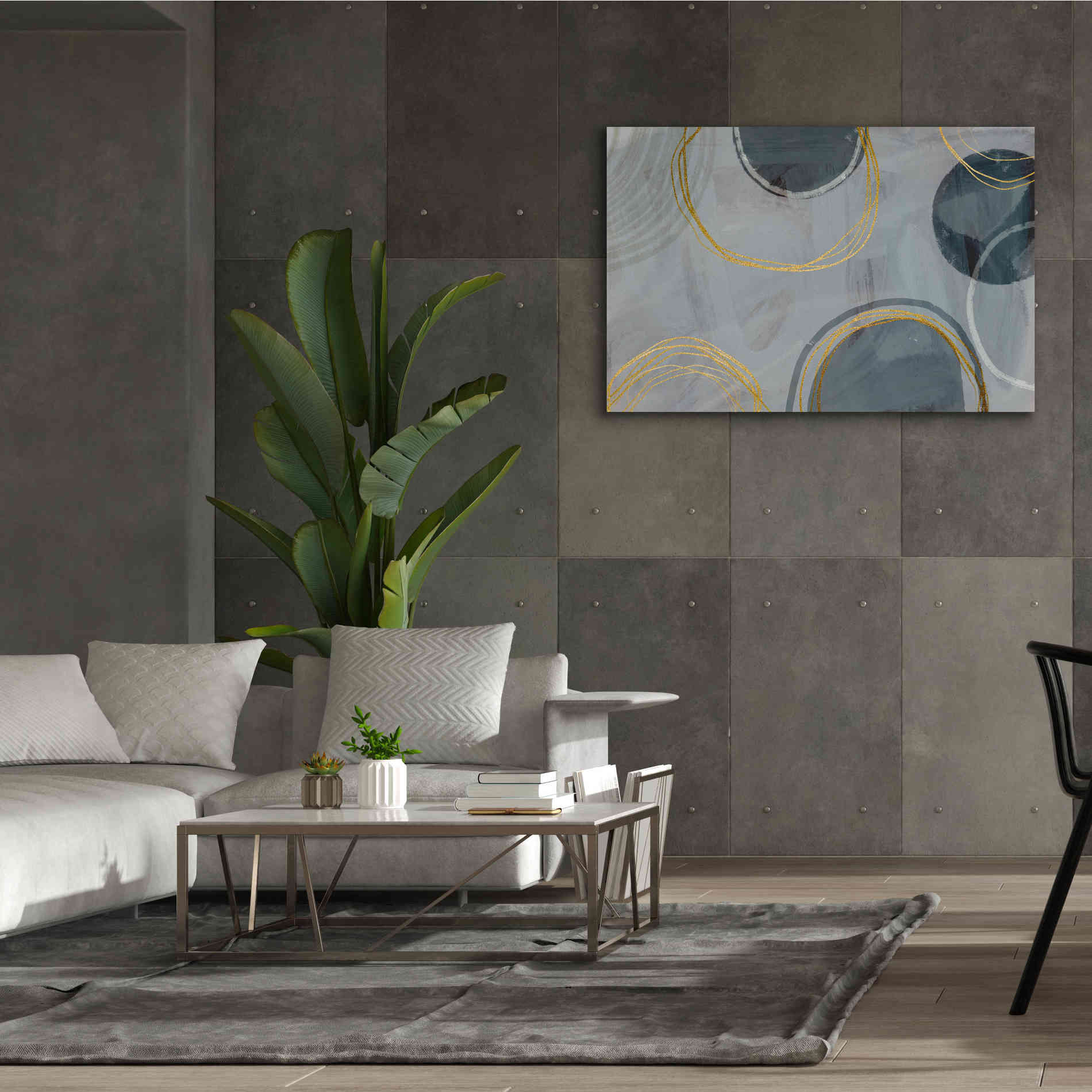 'Golden Line Abstraction' by Andrea Haase Giclee Canvas Wall Art,60 x 40