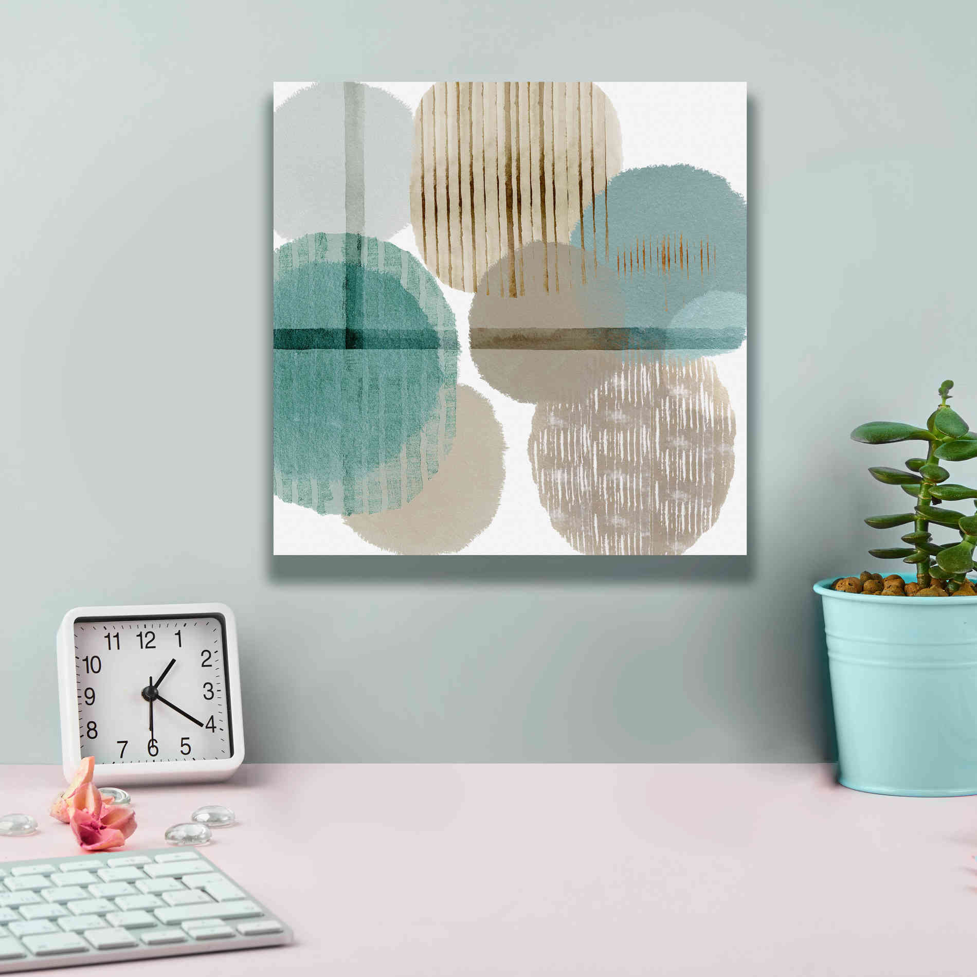 'Teal Harmony I' by Flora Kouta Giclee Canvas Wall Art,12 x 12