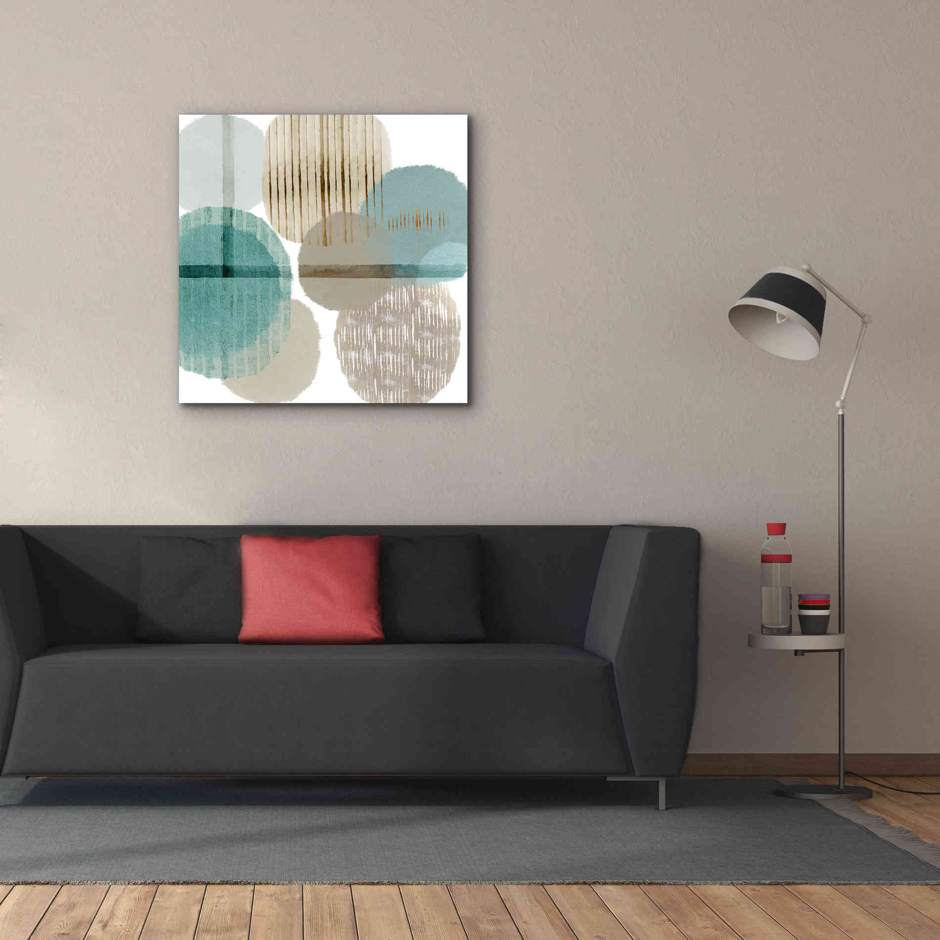 'Teal Harmony I' by Flora Kouta Giclee Canvas Wall Art,37 x 37